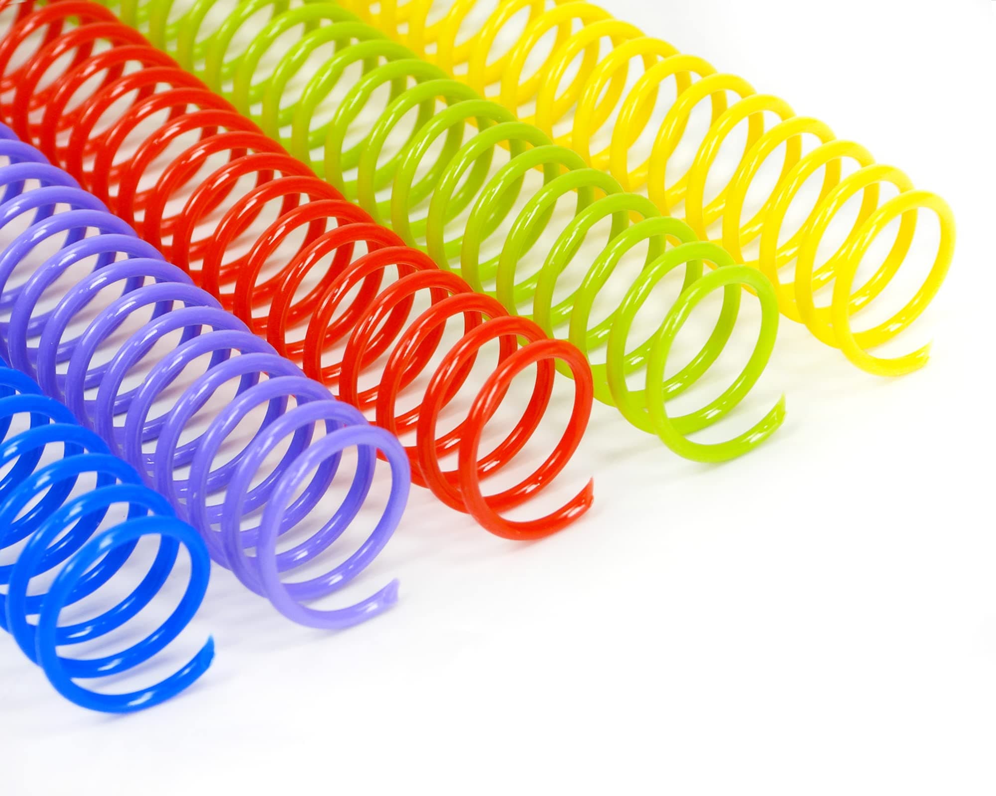 Rayson 15.9mm Plastic Coil bindings Spines, 5/8" Multicolored Spiral Binding Coils 3:1 Pitch - 140 Sheets Capacity, 100/Box for Business and Educational Purposes