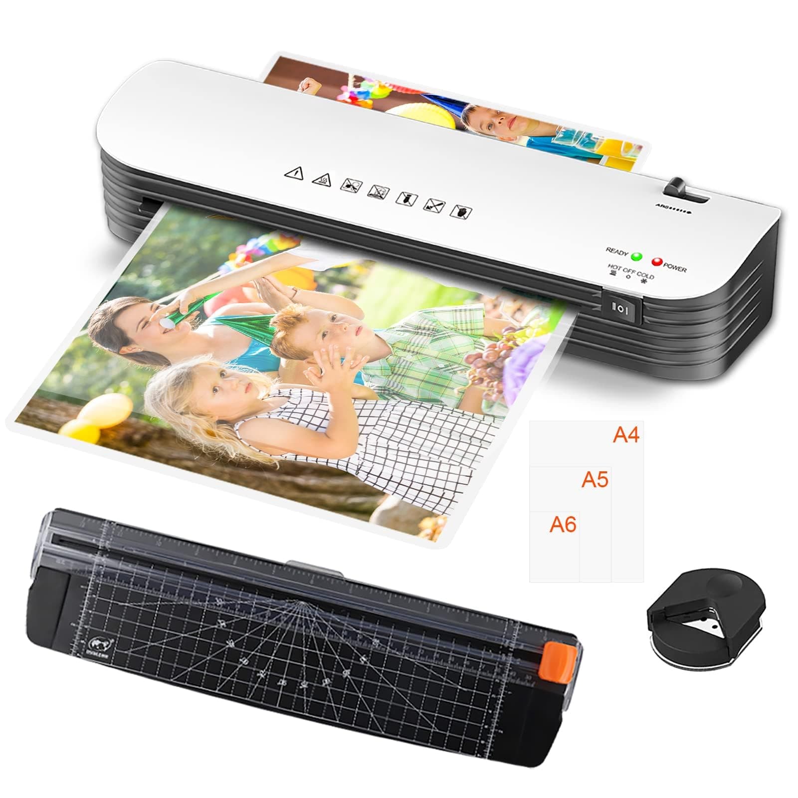 AbleMark Laminator A4 Laminator Machine,Fast Warm-Up Jam-Free Laminate Machine,Laminator with Paper Cutter and Corner Rounder,Cold Hot Lamination Machine for Home Office School Use