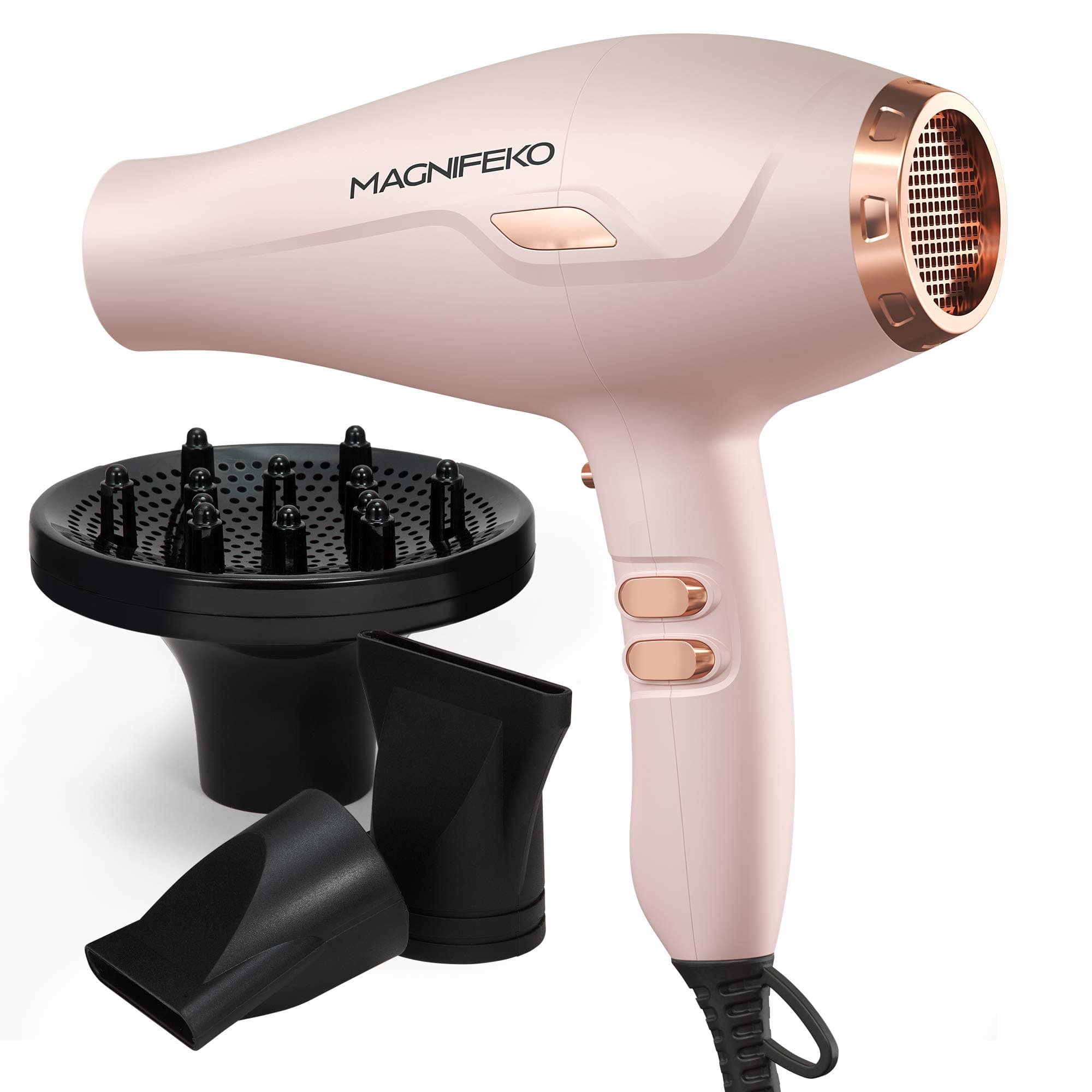 1875W Professional Hair Dryer with Diffuser and Ionic Conditioning - Powerful, Fast Hairdryer Blow Dryer(Pink)