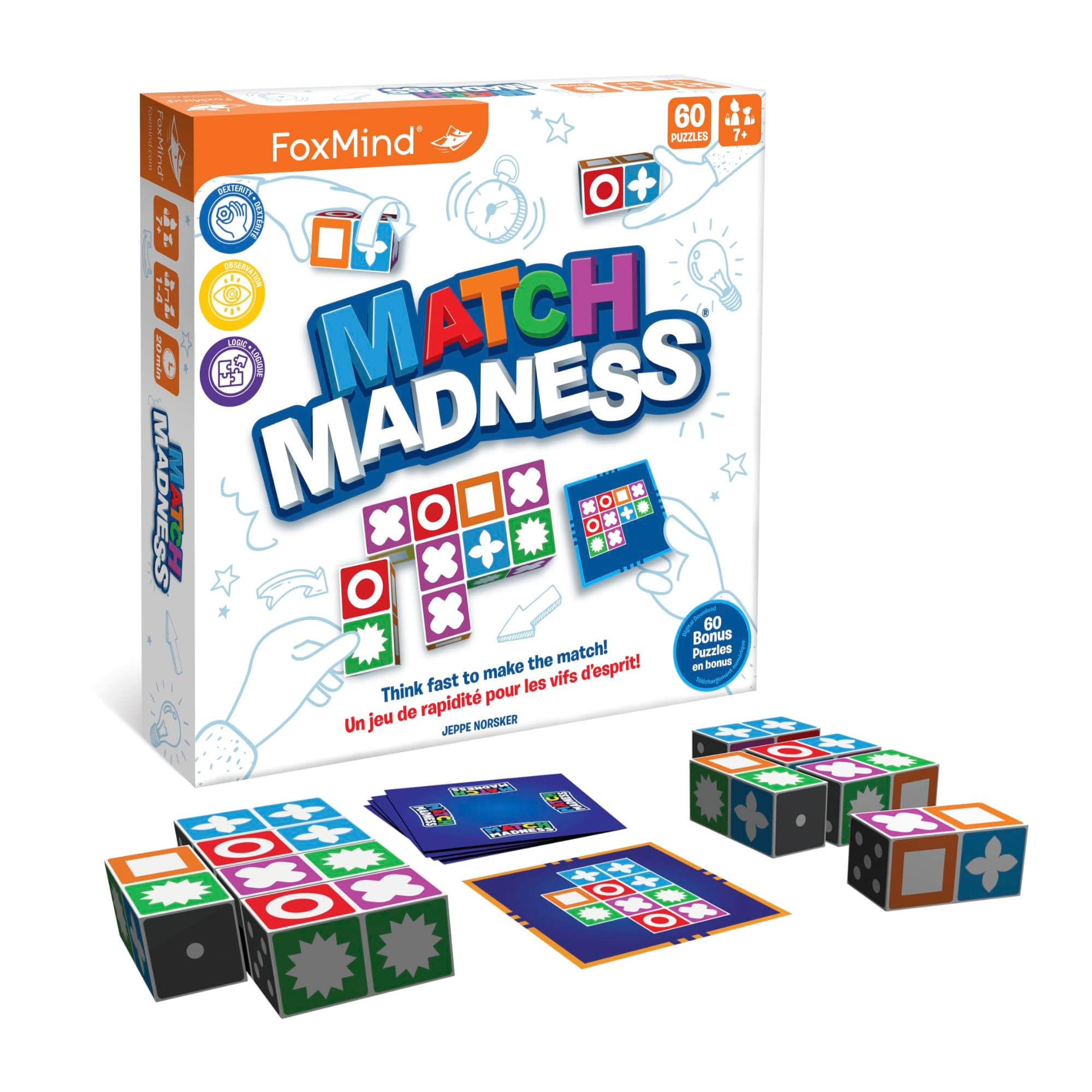 FoxMind Match Madness Board Game, Visual Recognition Matching Board Game, Family Puzzle Game to Develop Kids Problem Solving Skills