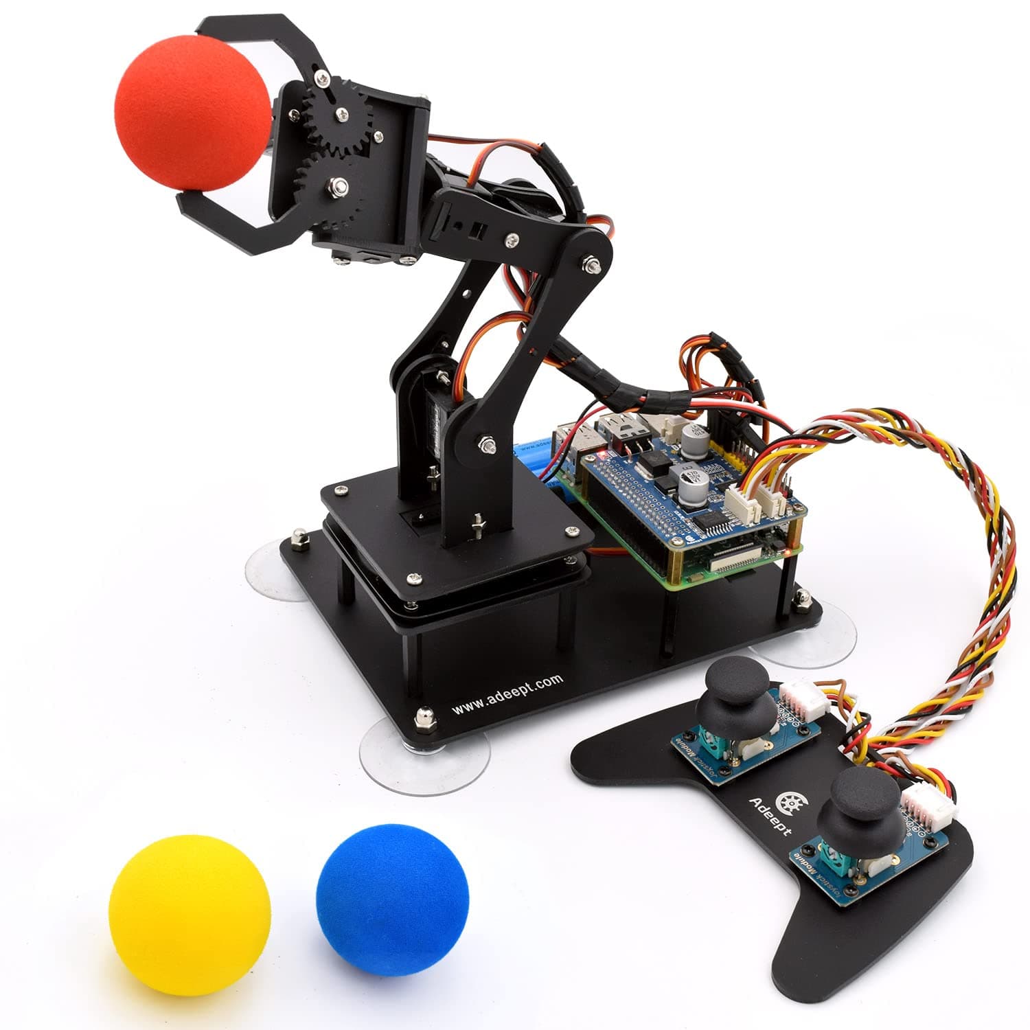 5-DOF Robotic Arm Kit Compatible with Raspberry Pi 4 B 3 B+ B A+, Programmable DIY Coding STEM Educational 5 Axis Robot Arm with Python Code and Tutorials(PDF) - Black