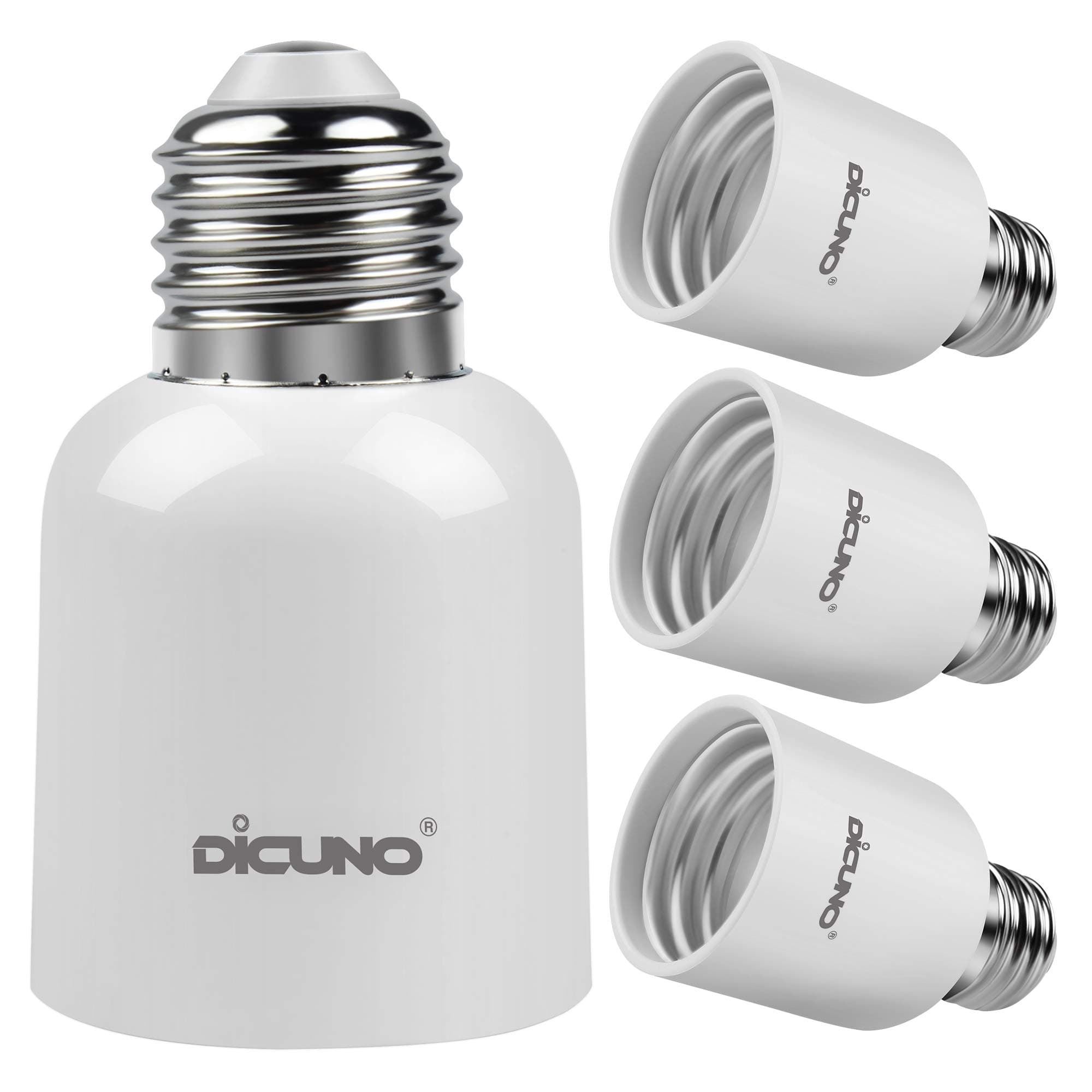 DiCUNO E26 to E39 Adapter, Medium E26 to Mogul E39 Screw Base Light Bulb Socket Converter, Maximum 300W and 165℃ Heat Resistant, Pack of 4