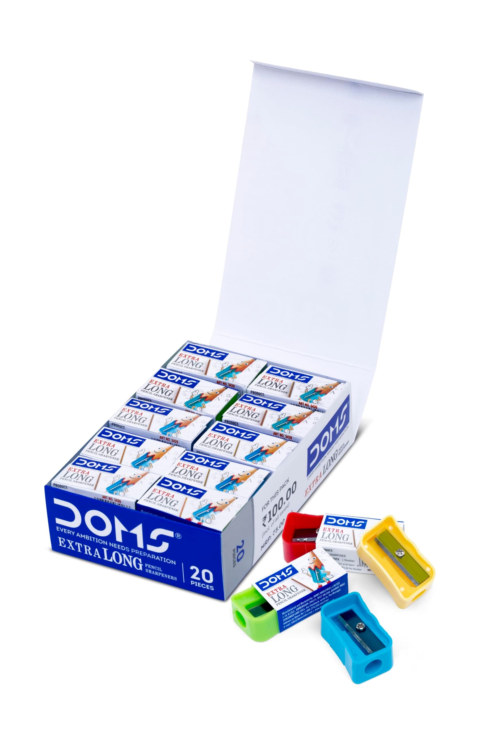 Doms 3425 Extra Long Sharpener Pack 20 Pcs