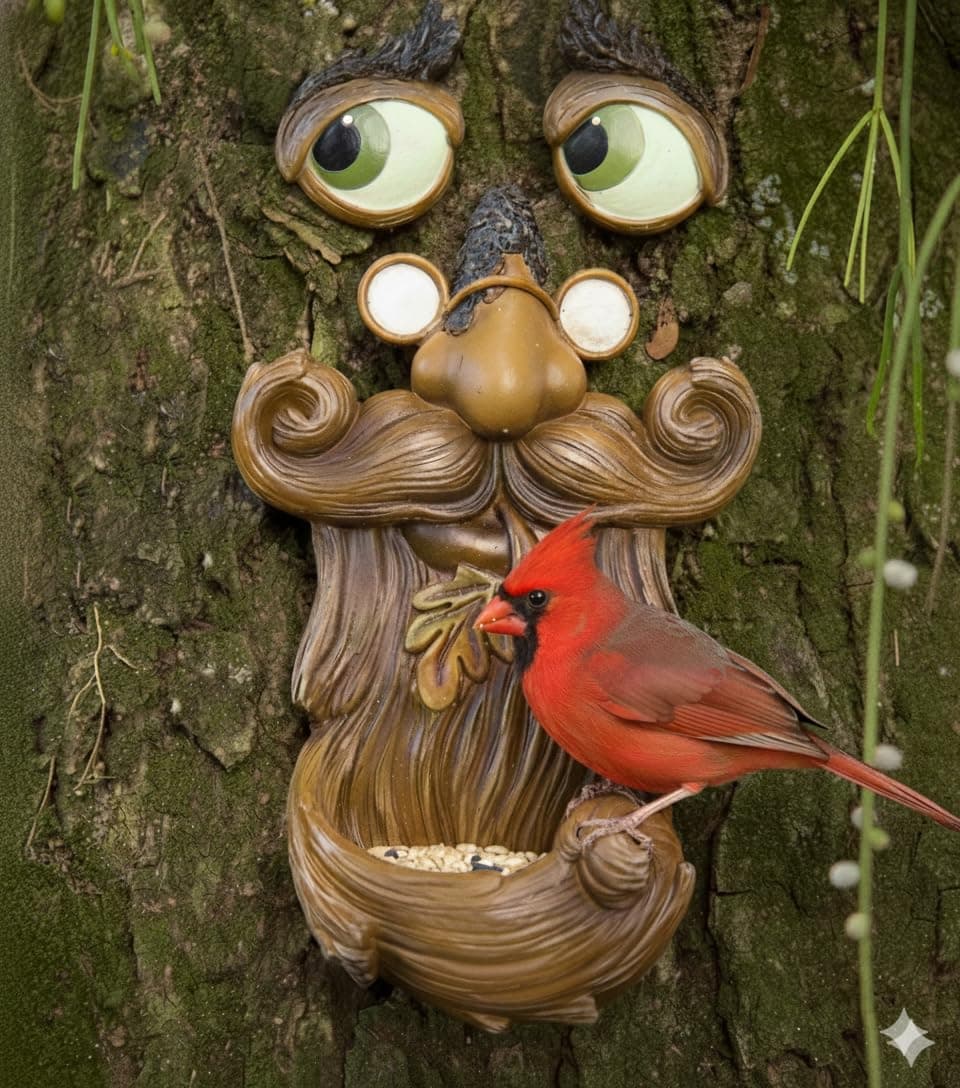 Tree Faces Decor Outdoor – Tree Hugger Yard Art Garden Decoration – Unique Bird Feeders for Outdoors and Indoors – Old Man Tree Art Brown
