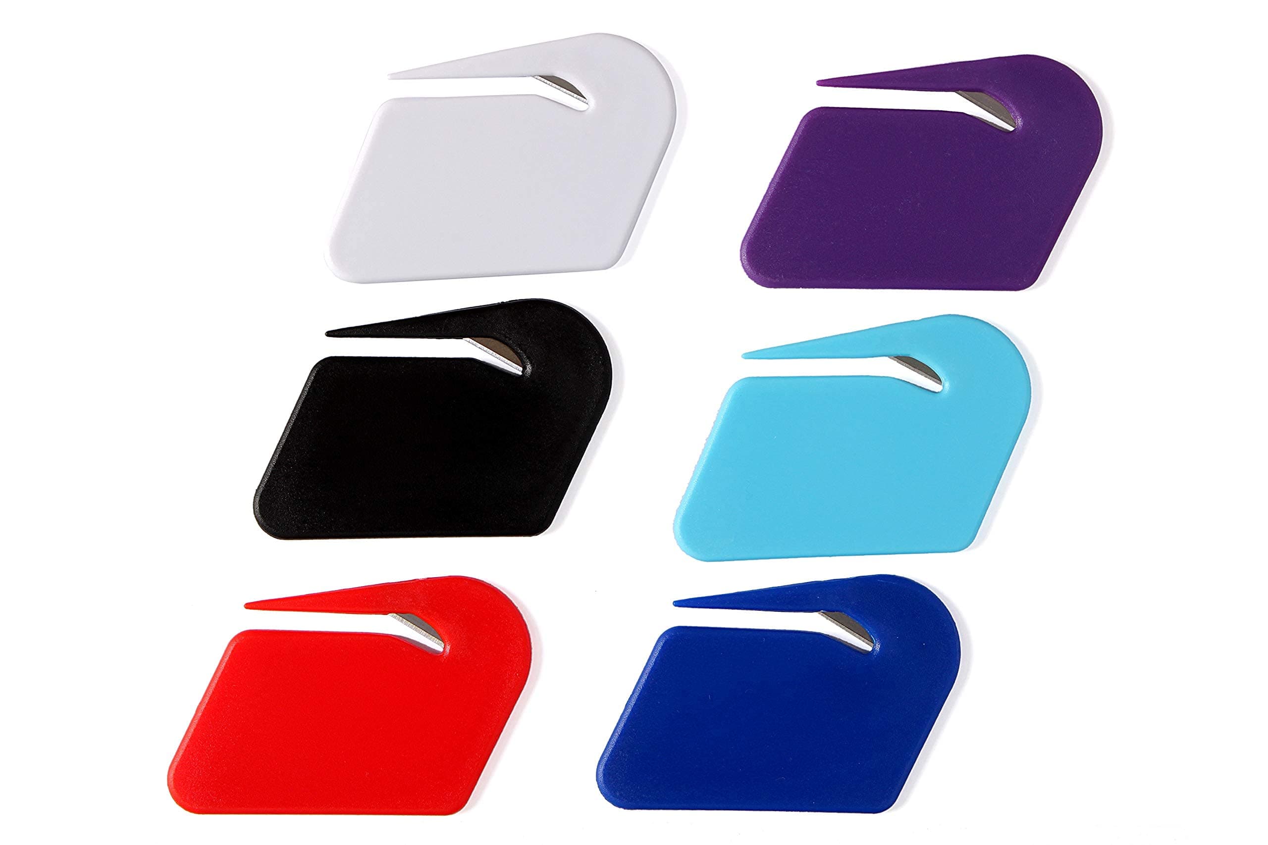 Letter Opener Envelope Slitter,6 Pack, Mail Openers Plastic Razor Blade,Envelope Cutter,Letter Opener for Women,Men,Office(red/white/dark blue/black/purple/sky blue)