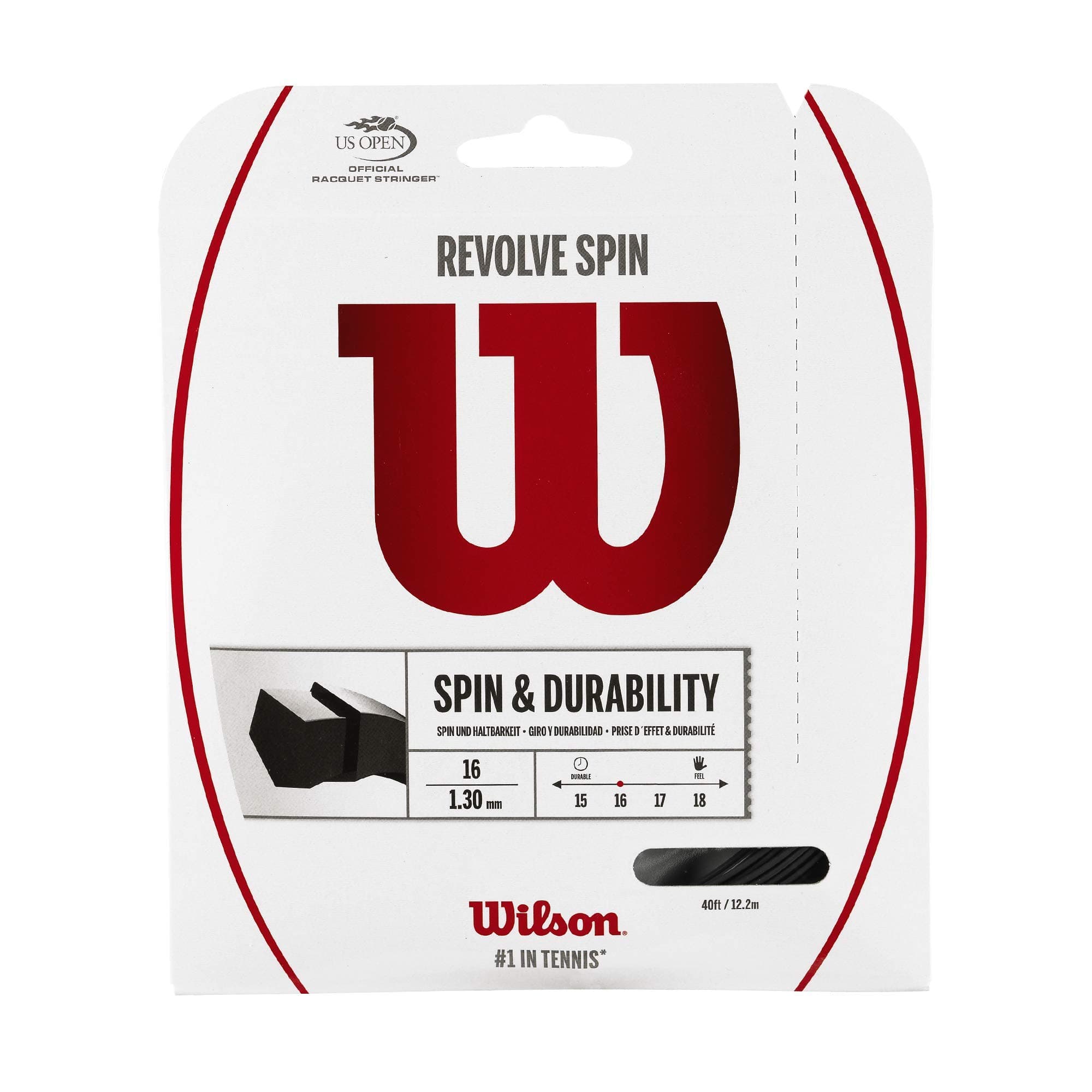 WILSON Revolve Spin 16 Tennis String - Set, Black