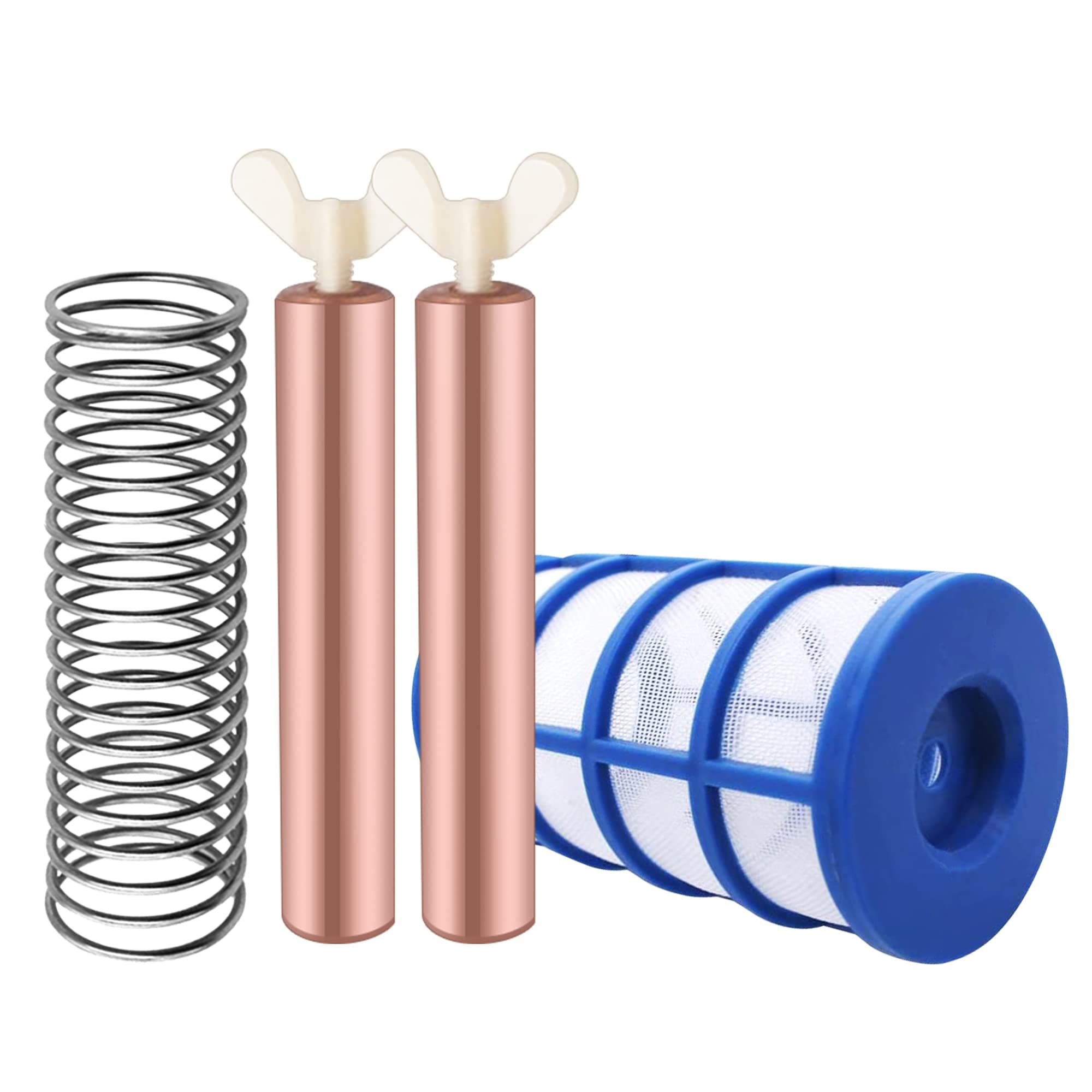 6 Pcs Copper Anode Replacement Kit Solar Pool Replacement Copper Anode,4.13 x 0.71 Inch Threaded M6,Includes Copper Anode, Threaded Basket,Spring,Wing Screw