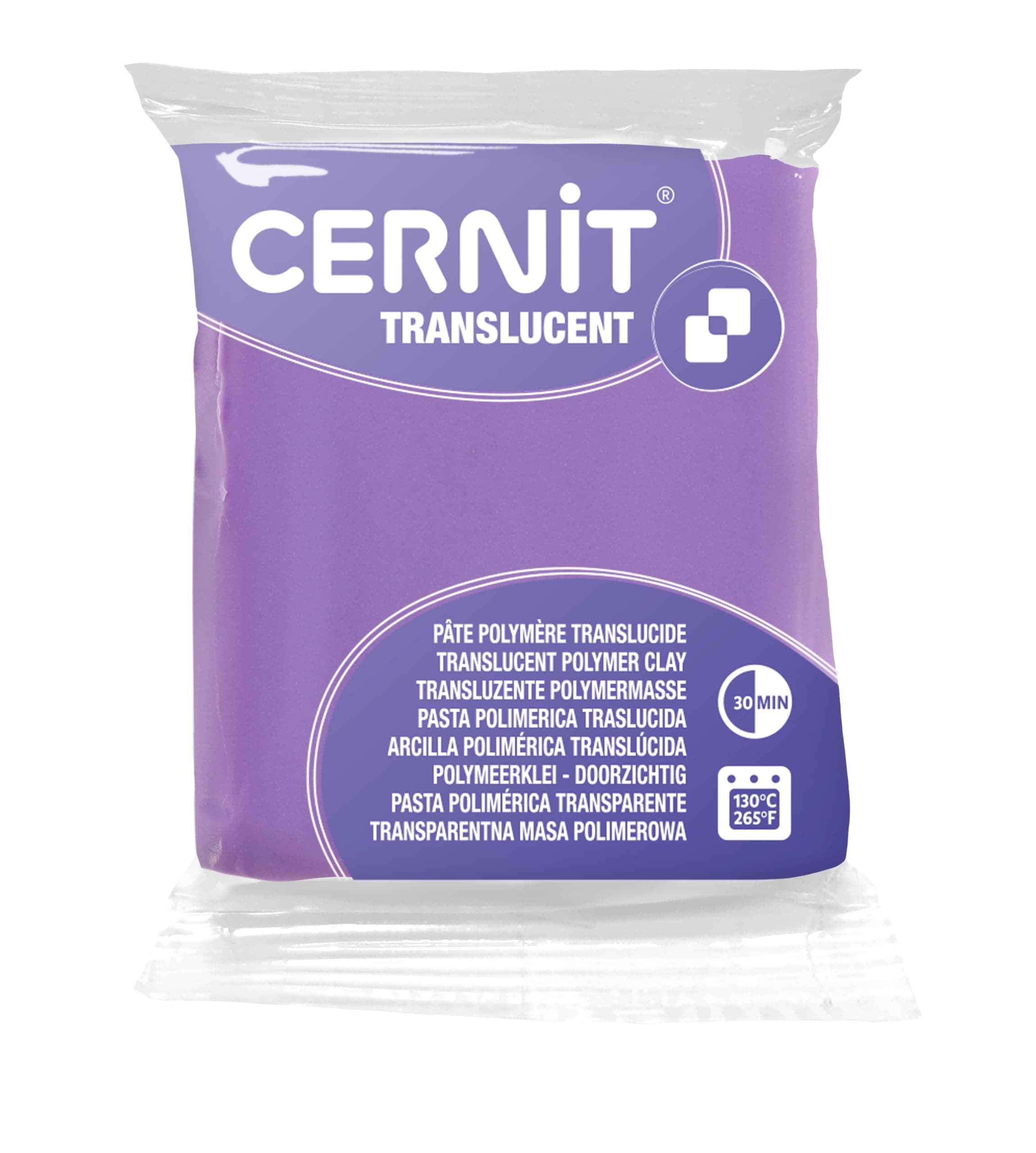 CERNIT CE0920056900C - A Pack of Polymer Clay Block - Translucent Effect - Modelling and Baking Clay - Purple Colour - 56 g Block - Manufactured in Belgium