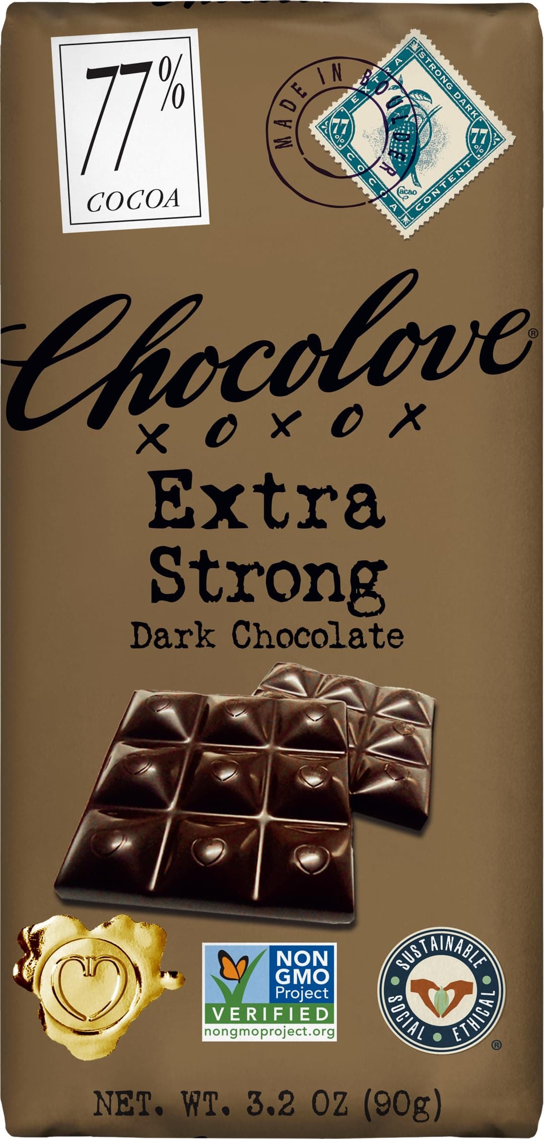 Extra Strong Dark Chocolate Bar - 3.2 oz.