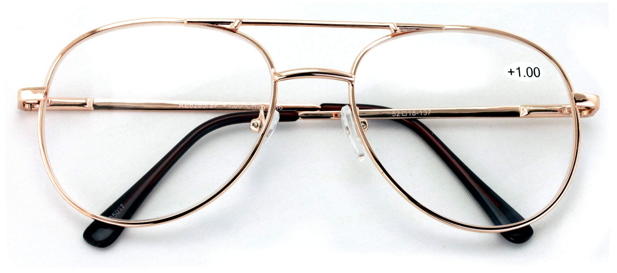 V.W.E. Metal Aviator Reading Glasses - Spring Hinge Tear Drop Reader (Gold, 1.50)