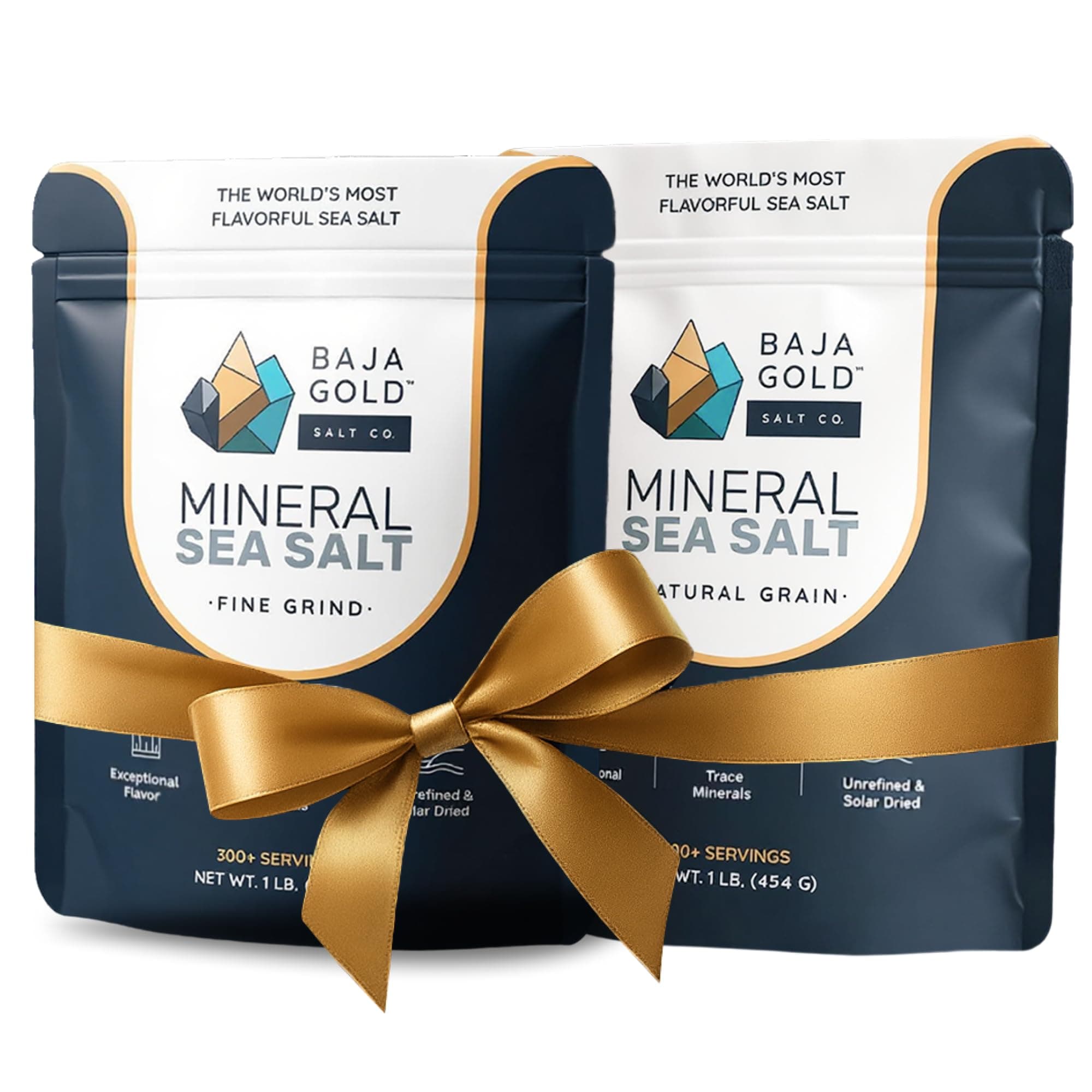 Mineral Sea Salt Bundle – 1 lb Fine Grind + 1 lb Natural Grind | Authentic Unrefined Sea Salt with Trace Minerals | Versatile for Cooking, Baking, Seasoning & Finishing | 600+ Servings
