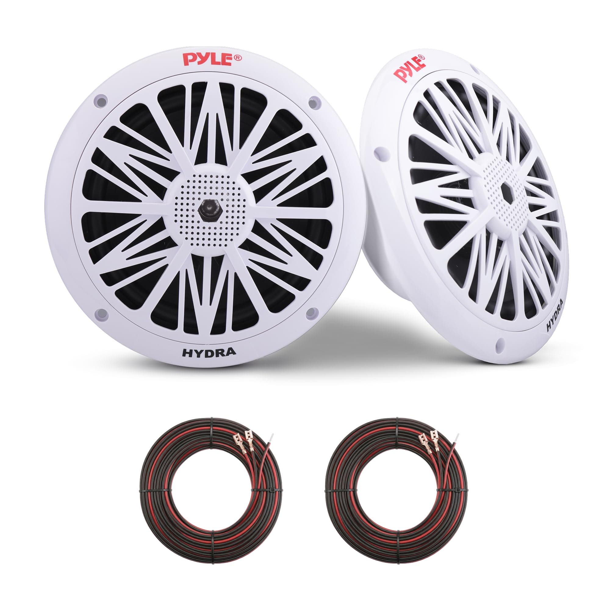 Pyle Recessed Fully Waterproof Car 2-Way Full Range Speakers Double Cone Marine Speakers 6.5 Inch (Set of 2) Round Speakers Max Output 200W Rated Power 100W Diameter 18cm 4 Ohm Frequency Response 85 Hz to 20 kHz Thin Slim Design Round All Weather Ready for Easy Installation with Included Wiring and Screws (Pair) MR62