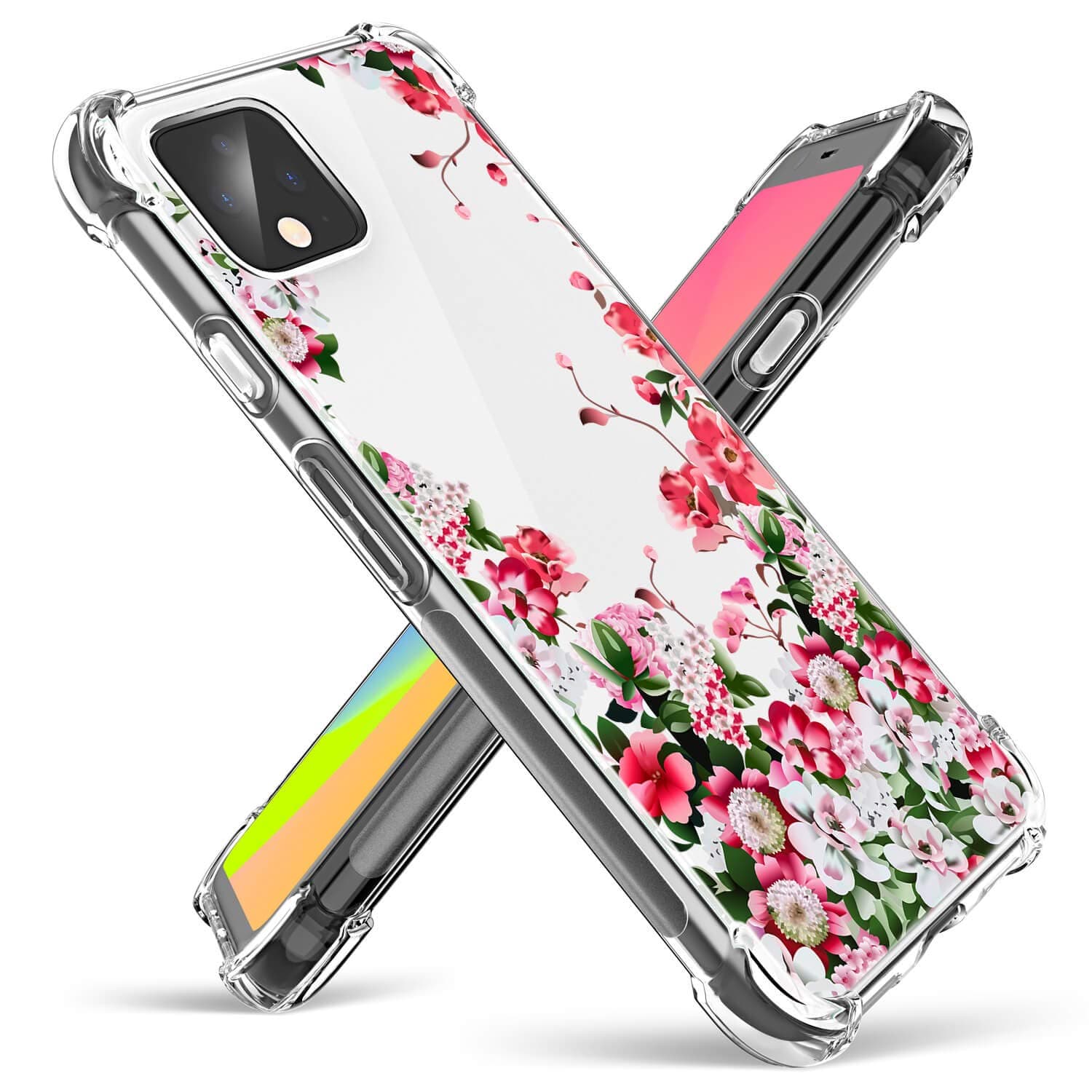Tuopuna Compatible for Google Pixel 4 Case (2019) Only, Design with Shockproof Corner and Exquisite Pattern, Ultra Slim TPU Bumper Protective Cover Case (Red Flower)