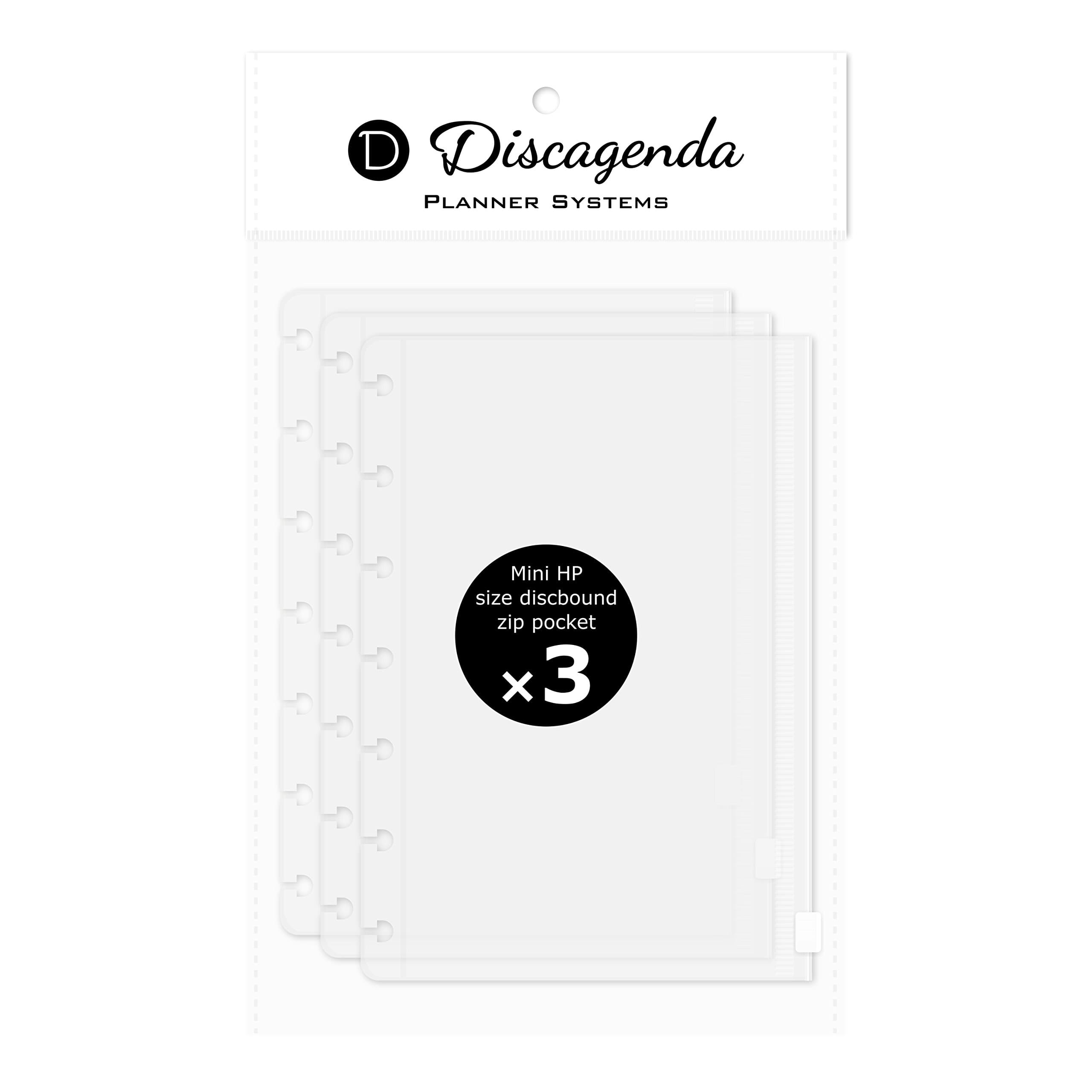Clear Zip Pocket [2nd Edition] Compatible with Mini HP (4.6x7in), 3 Pack for Discbound Planner