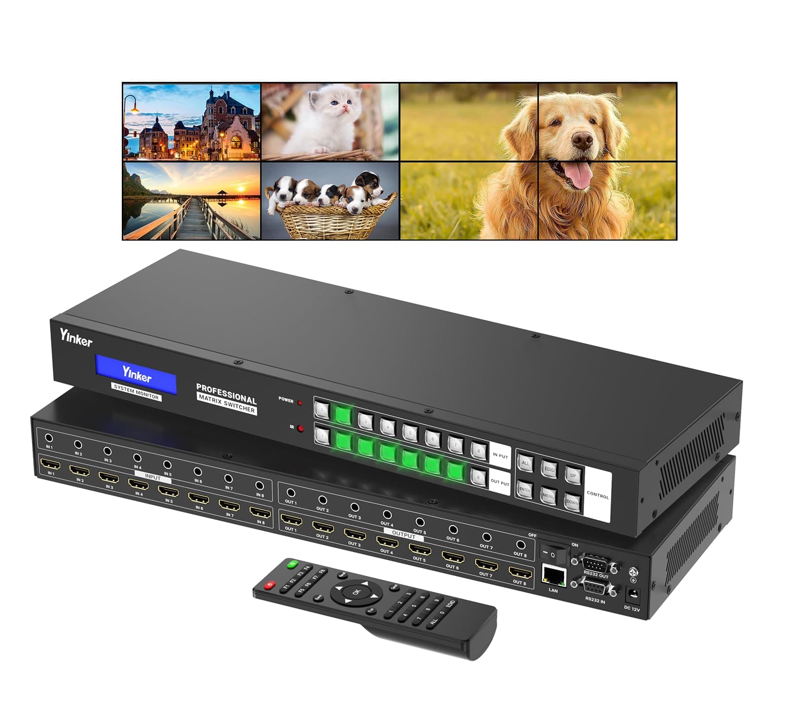 4K@30Hz HDMI Matrix 8x8 Seamless Switcher | 4x2 Video Wall Controller | Custom Splicing Modes | HDMI 1.4/HDCP/EDID | Audio Embedding & De-embedding | 6 Control Methods | Rack-Mount Design