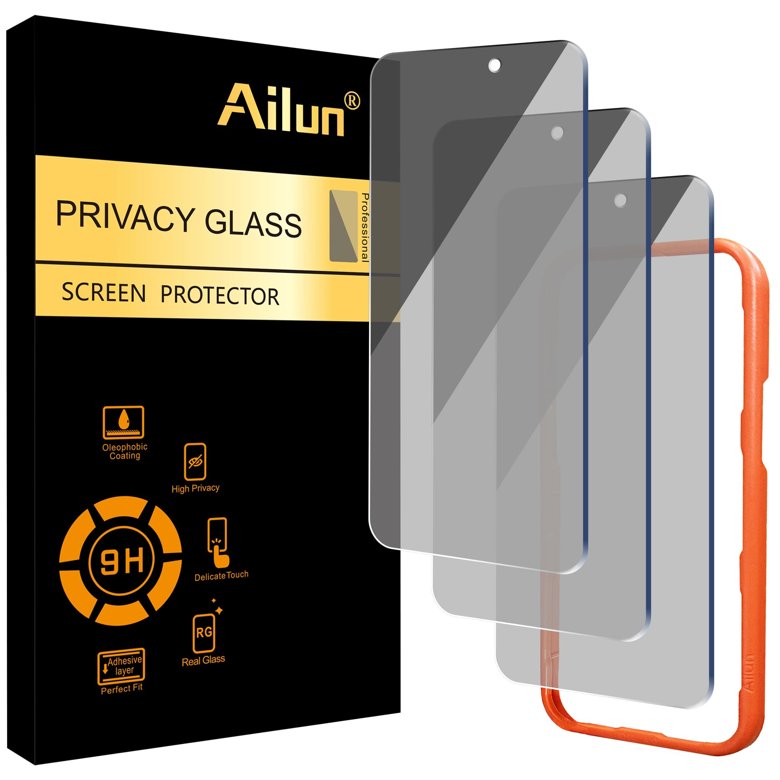 Ailun 3 Pack Privacy Screen Protector for iPhone 16 Pro Max [6.9 inch], Anti Spy Private Tempered Glass Anti-Scratch Case Friendly