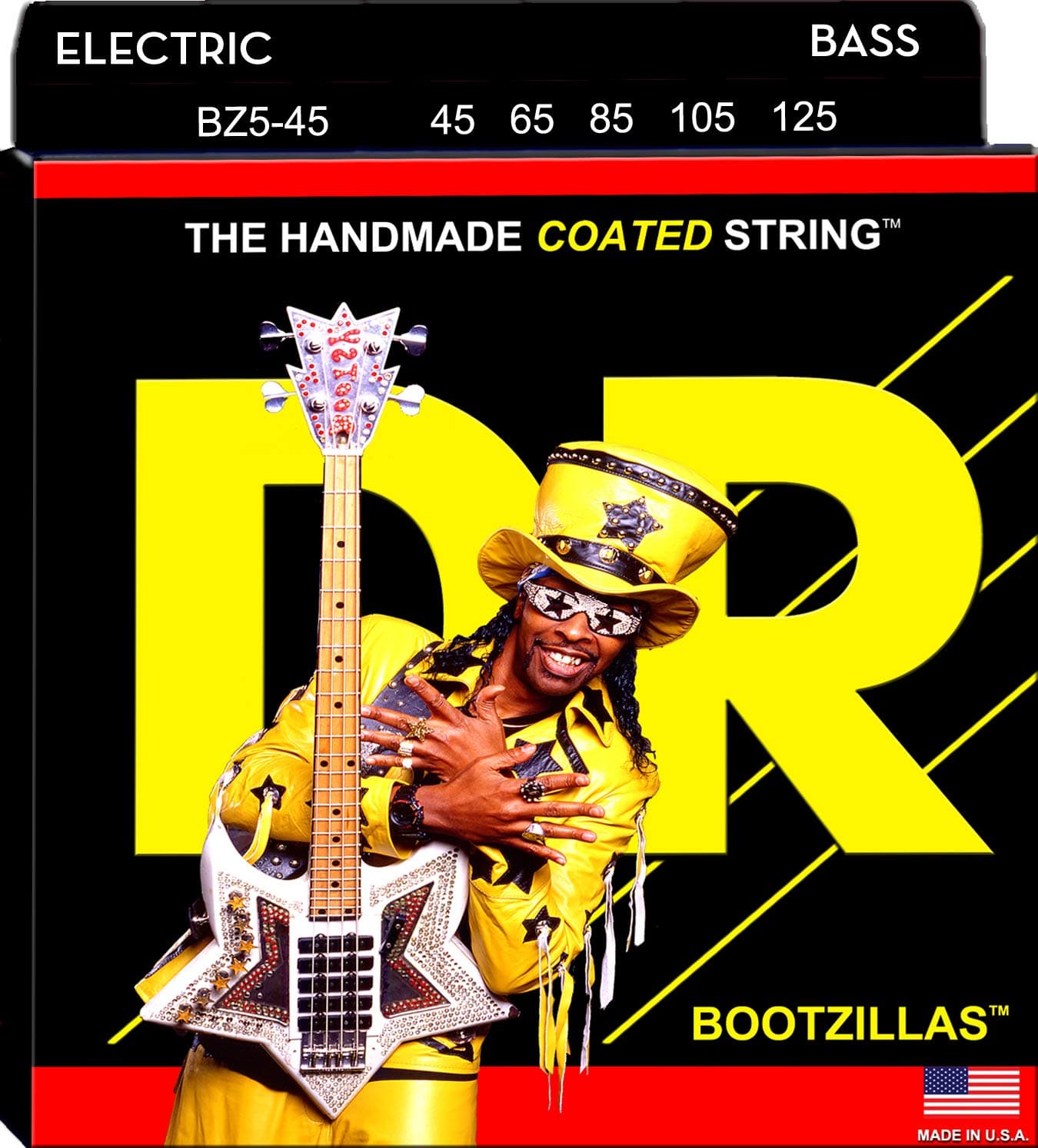 DR StringsBOOTZILLAS™ - CLEAR Coated Stainless Steel Bass Strings: 5-String Medium 45-125