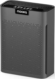 Air Purifiers for Home Large Room 2200 Ft² with Washable Filters, MOOKA H13 HEPA Air Purifier for Home Pets Bedroom with Fragrance, Air Cleaner for Smoke Dust Pollen Pets Hair Odor, KJ190 Grey