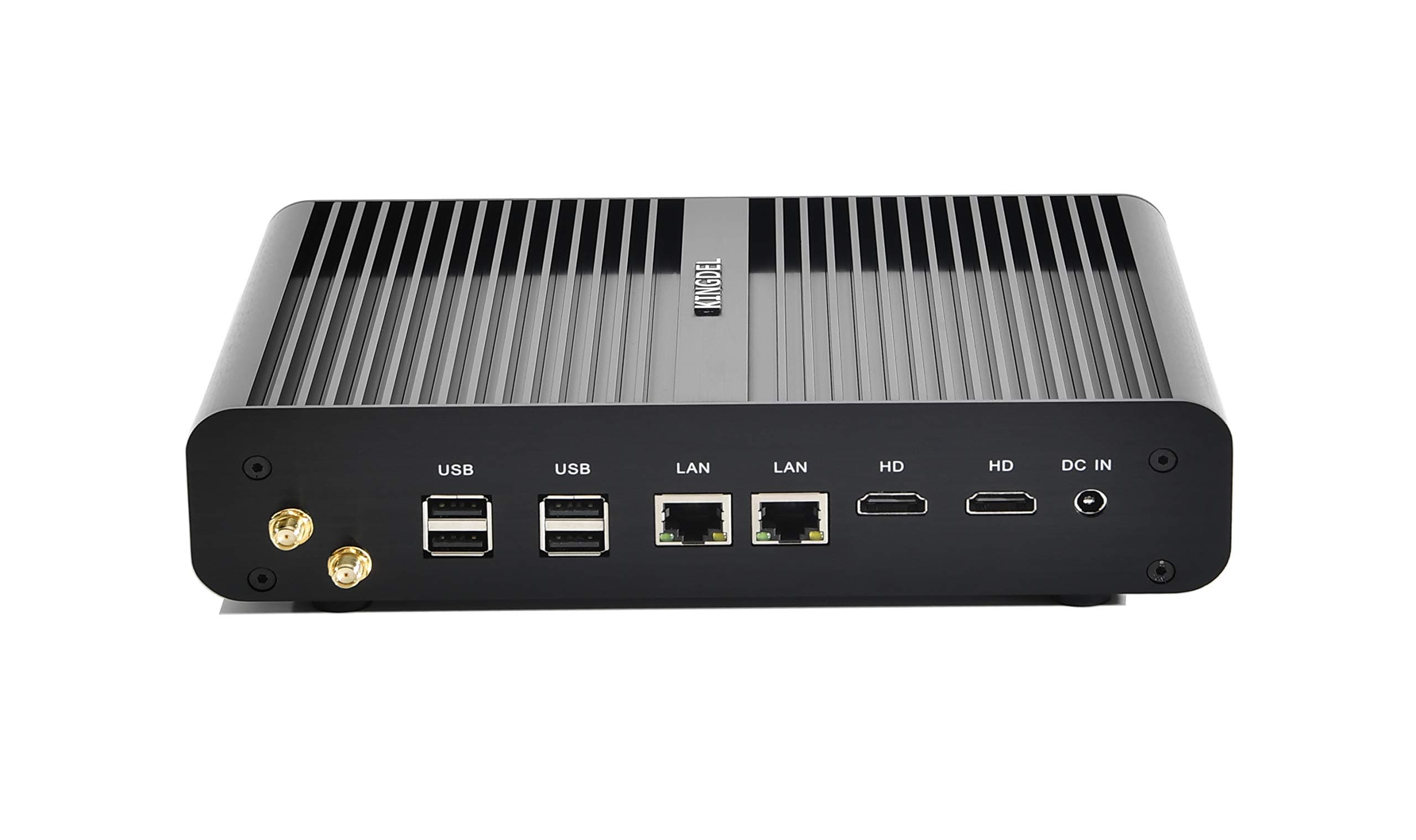 KINGDELFanless Micro PC, Mini Computer with 16GB RAM, 128GB SSD, 4th Generation i7 CPU, 2xHD Ports, 2xLAN, All Metal Body