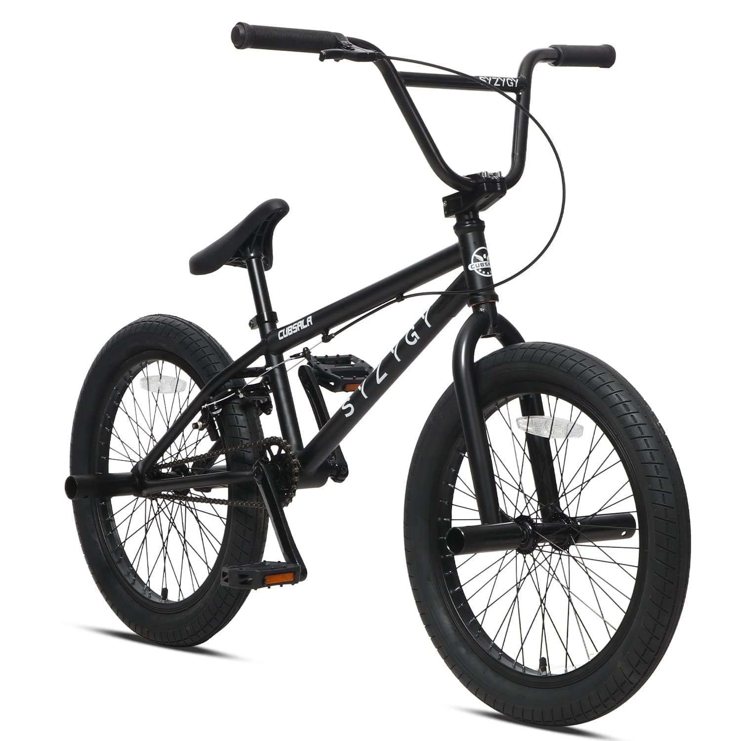 Syzygy 20 Inch Freestyle BMX Bike Bicycles for Ages Over 6 Years Old Teen Beginner and Adult Riders, Matt Black with Black Tires
