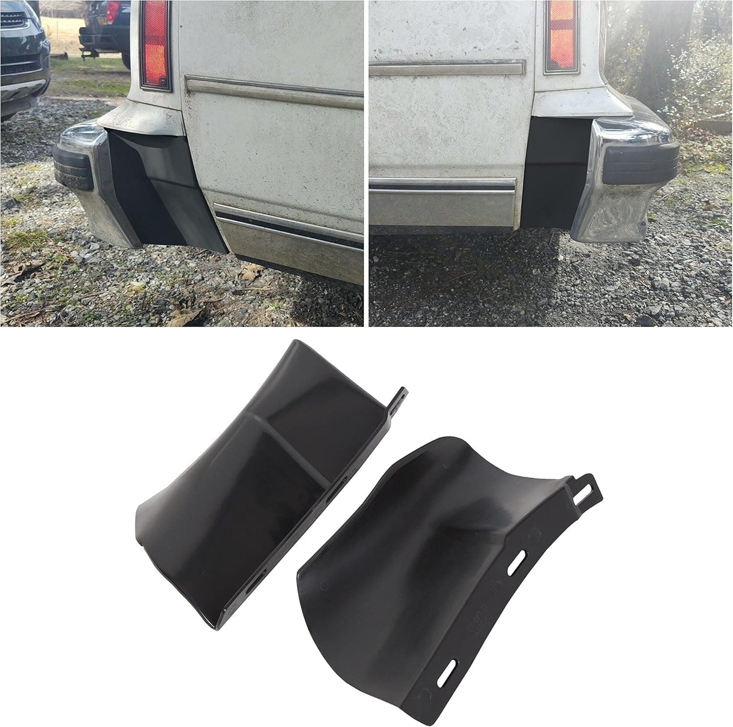 Rear Bumper Quarter Panel Fillers Kit Compatible with 1986-1990 Chevy Caprice/Impala ABS plastic Black