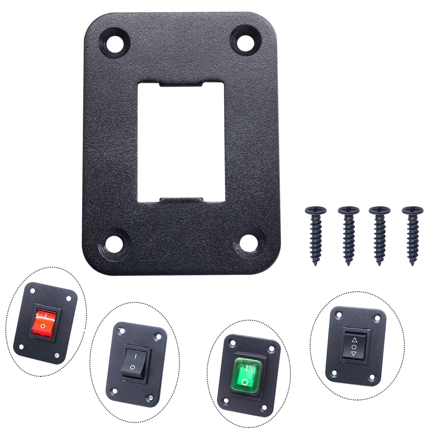 Twidec/KCD Rocker Switch Panel Housing 1 Way KCD2 KCD4 Metal Aluminum Switch Plate Holder Universal Car Trailer Boat Toggle Switch N-K-050-1K