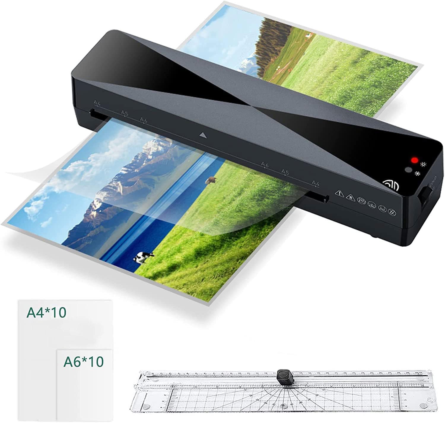 TECHVIDA A4 Laminator Machine 4 in 1 Personal Desktop Hot & Cold 9 Inch Thermal Laminator with 20 Laminating Pouches for Home Office School Business Use (FNL001)