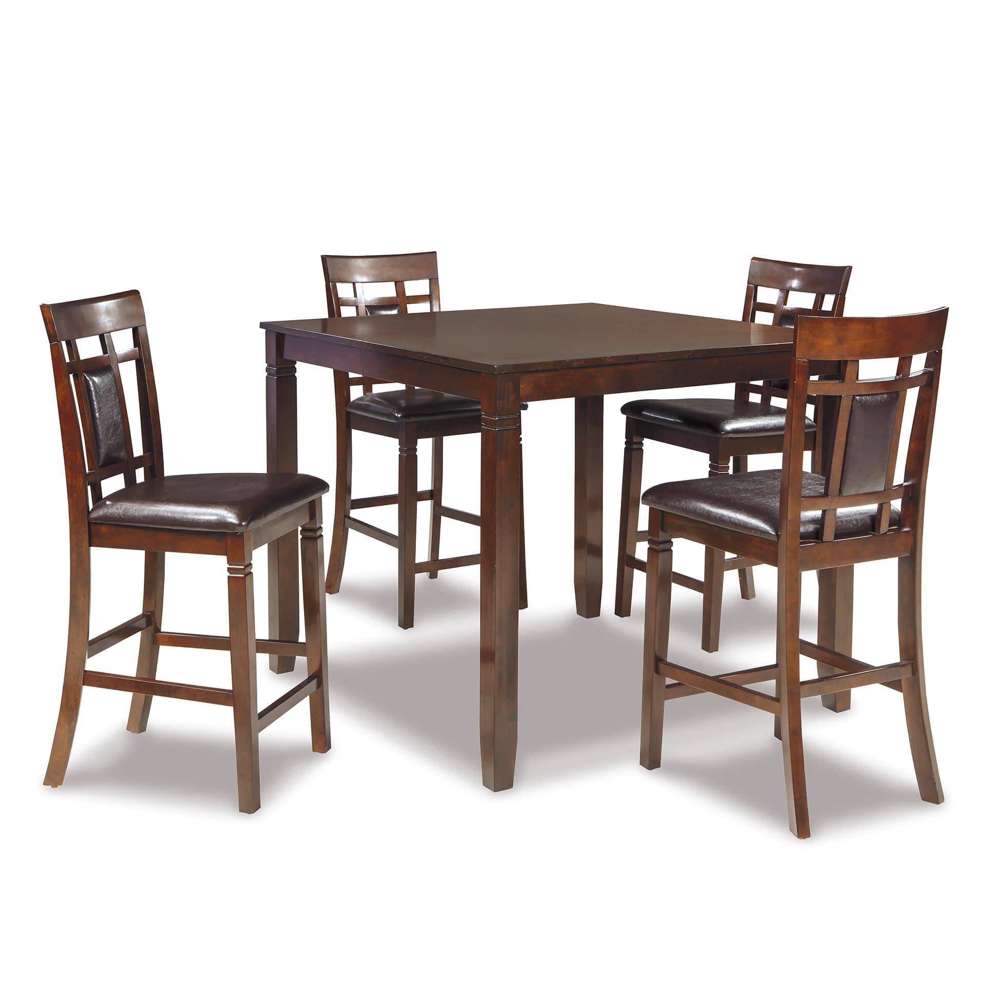 Bennox 5 Piece Counter Height Dining Set, Includes Table & 4 Barstools, Brown