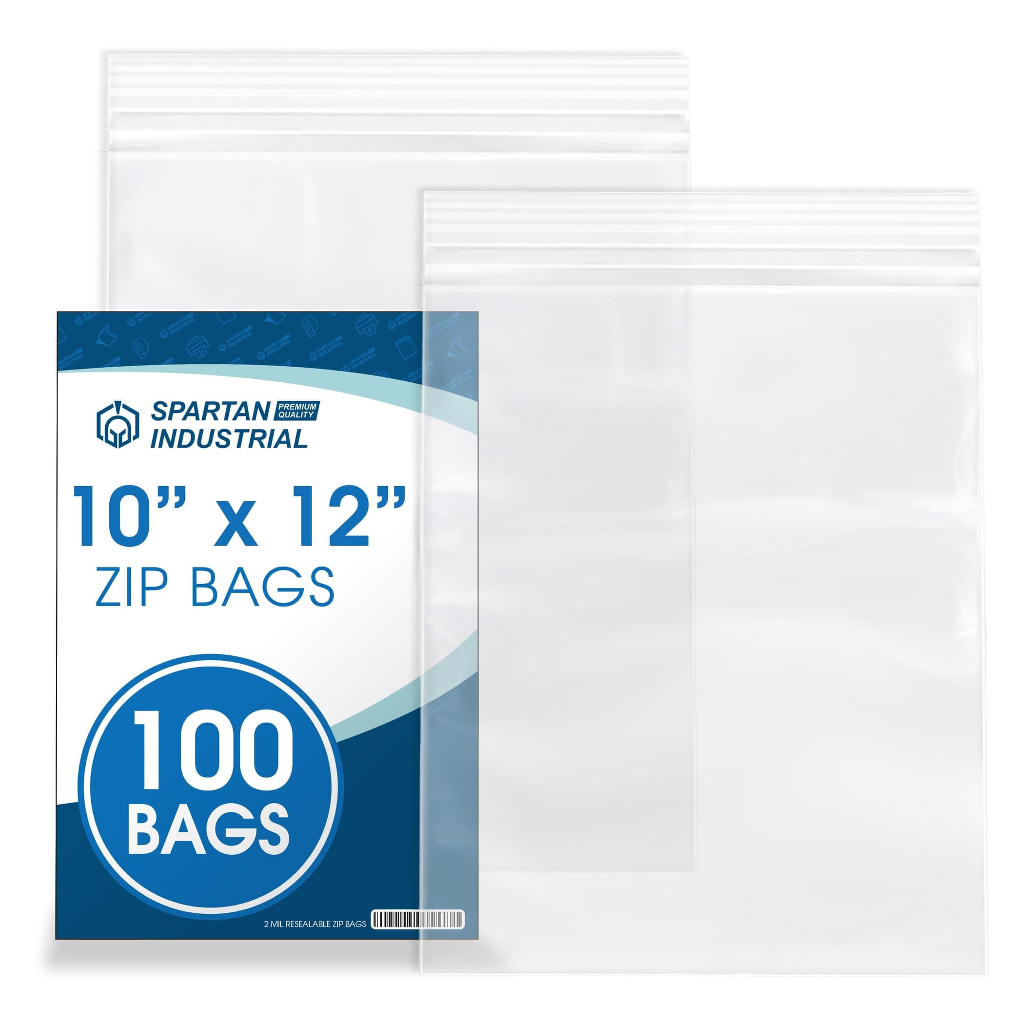 - Spartan Industrial - 10" X 12" (100 Count) Quart Clear Reclosable Zip Plastic Poly Bags with Resealable Lock Seal Zipper - 2 Mil