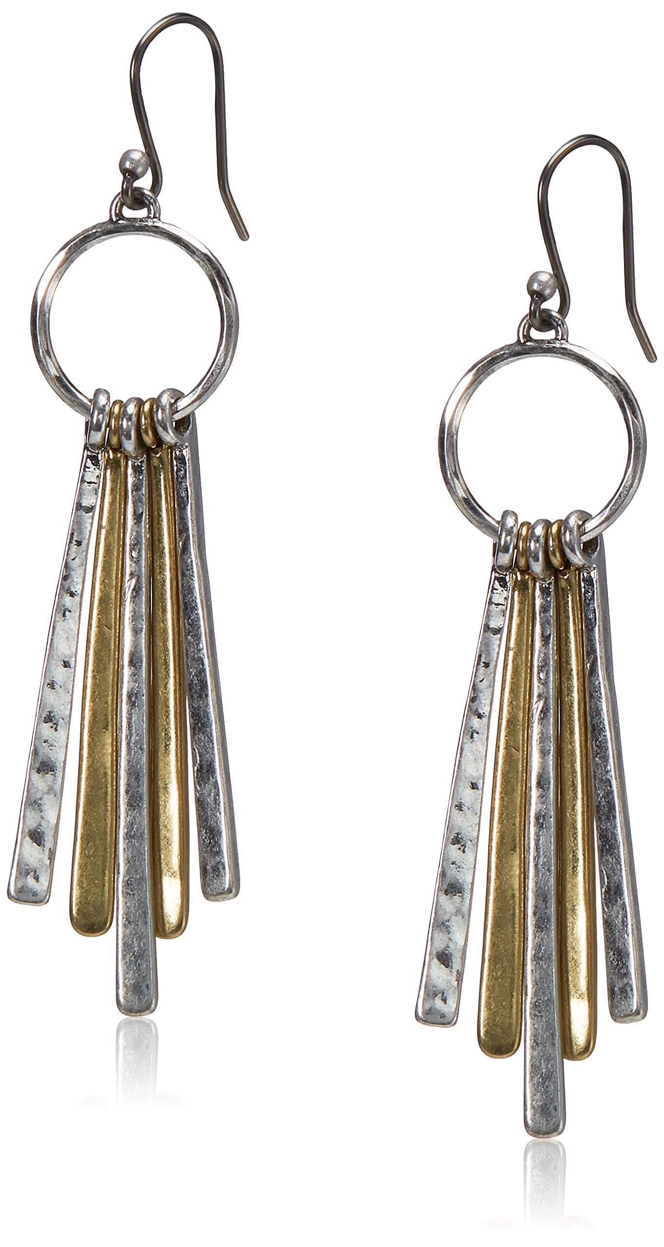 Metal Paddle Drop Silver Earrings