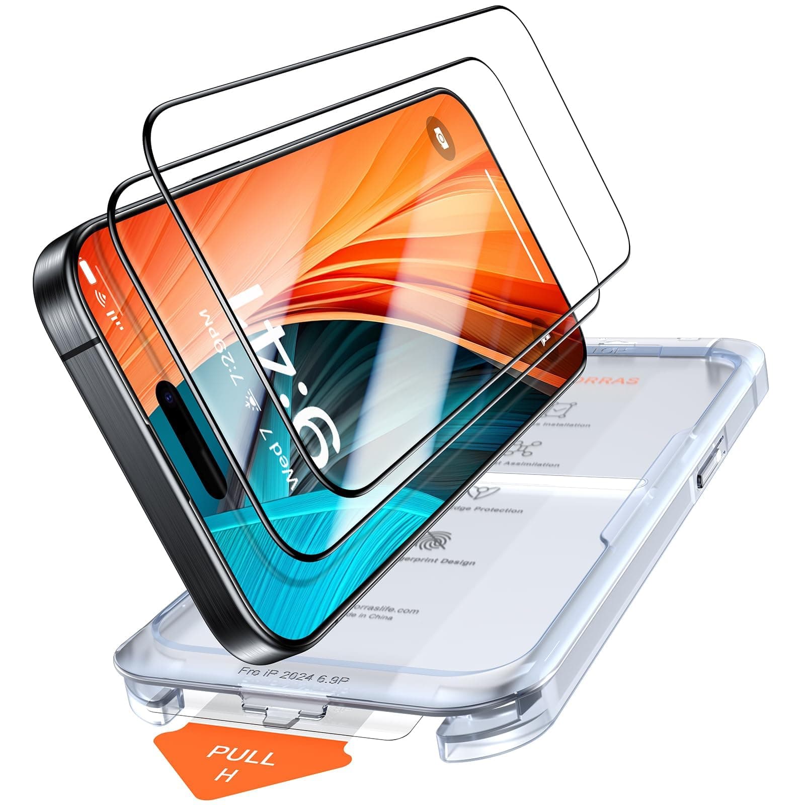 Military-Grade Shatterproof for iPhone 16 Pro Max Screen Protector [9H+ Aerospace Tempered Glass & One-Step Installation] Full Coverage Fit Bubble Free Top-Notch Protection, 2 Pack, GlassGo X