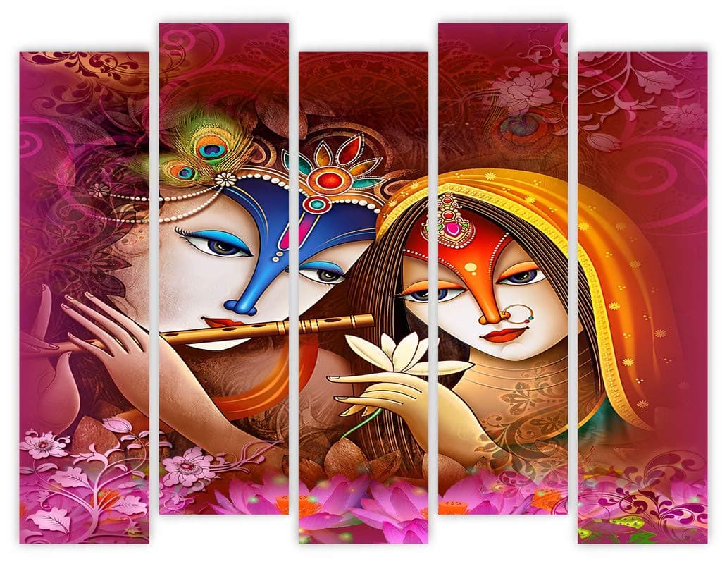 HD RAPID DESIGN Multiple Frames Split Art Texture MDF Wall Paintings, Wall Art Panels UV Painting for Home Decorations, Living Room, Bedroom, Office, Drawing Room - 5 Frames