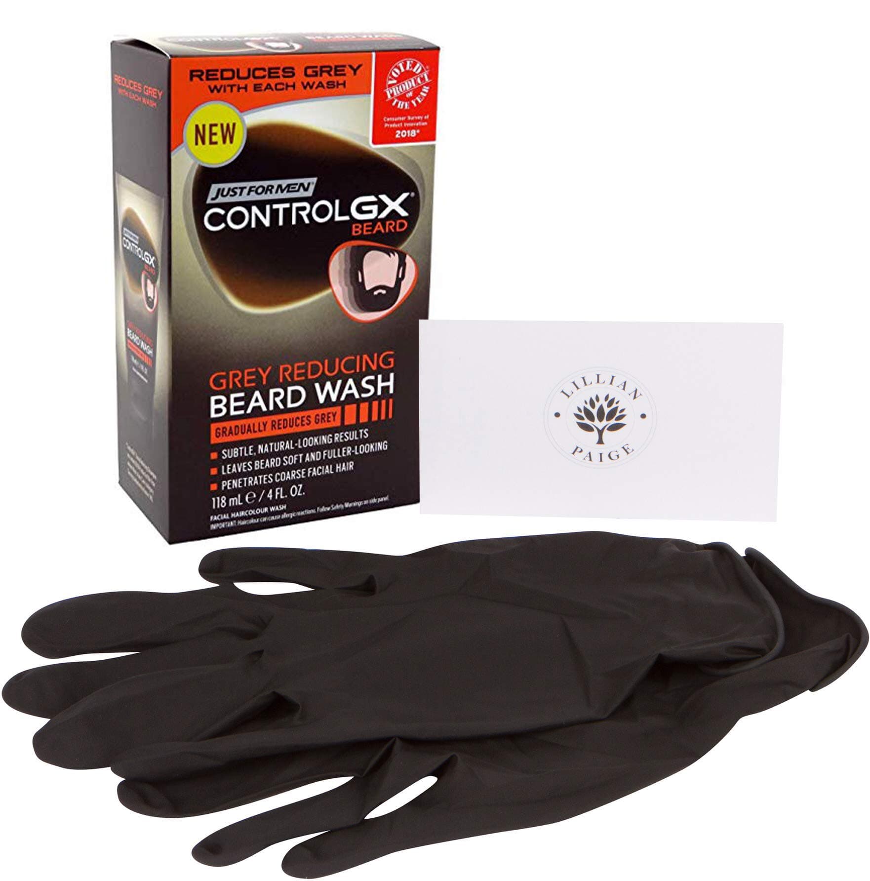 LP Bundle - Control GX Grey Reducing Beard Wash Plus Mess and Stain Free, Latex, Gloves and LP Tips (Bundle, Beard Wash)