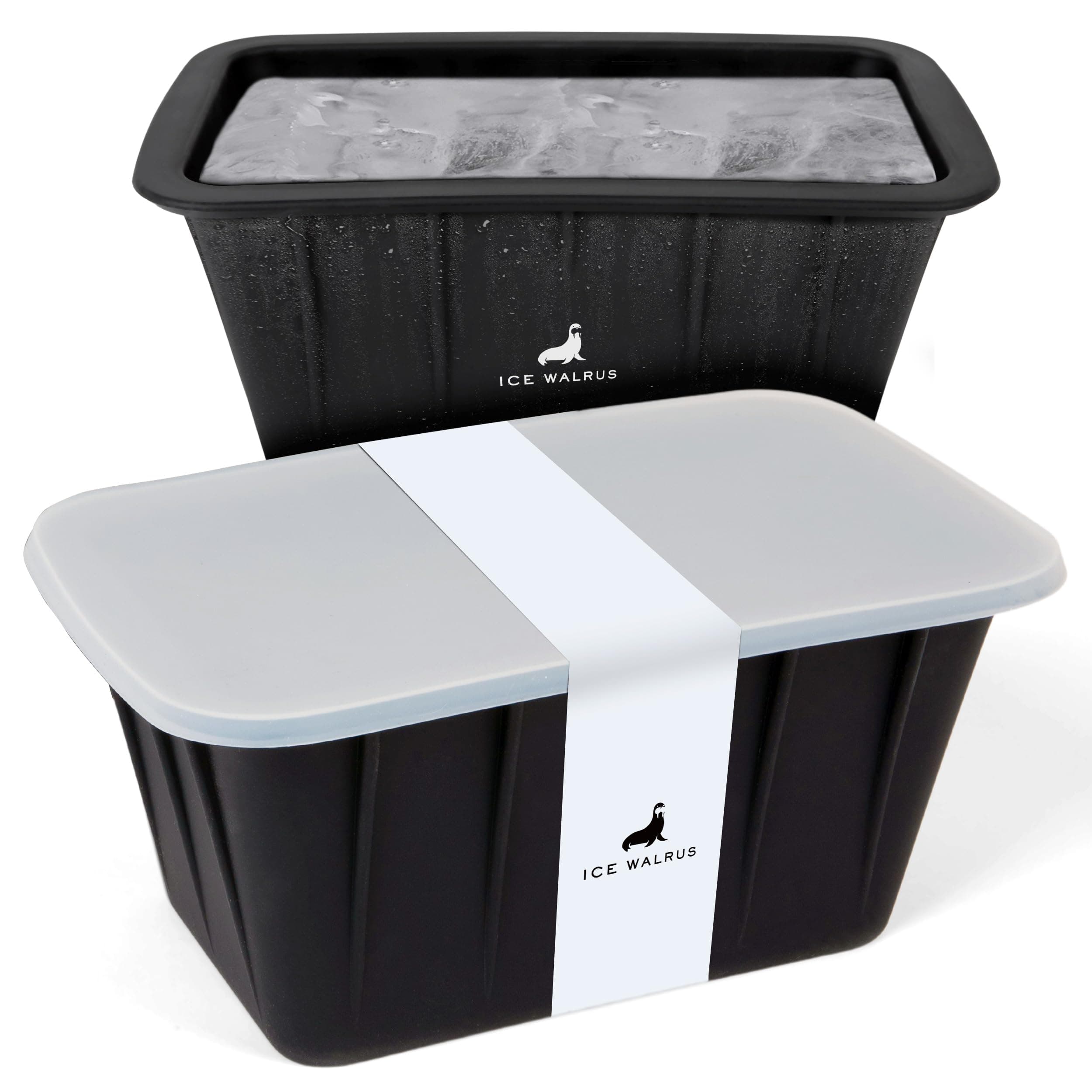 2-Pack Extra Large Ice Block Molds, Reusable Large Ice Molds Silicone for Ice Baths and Coolers, Steel Reinforced Silicone, Big Ice Tray for 8lb Large Ice Blocks