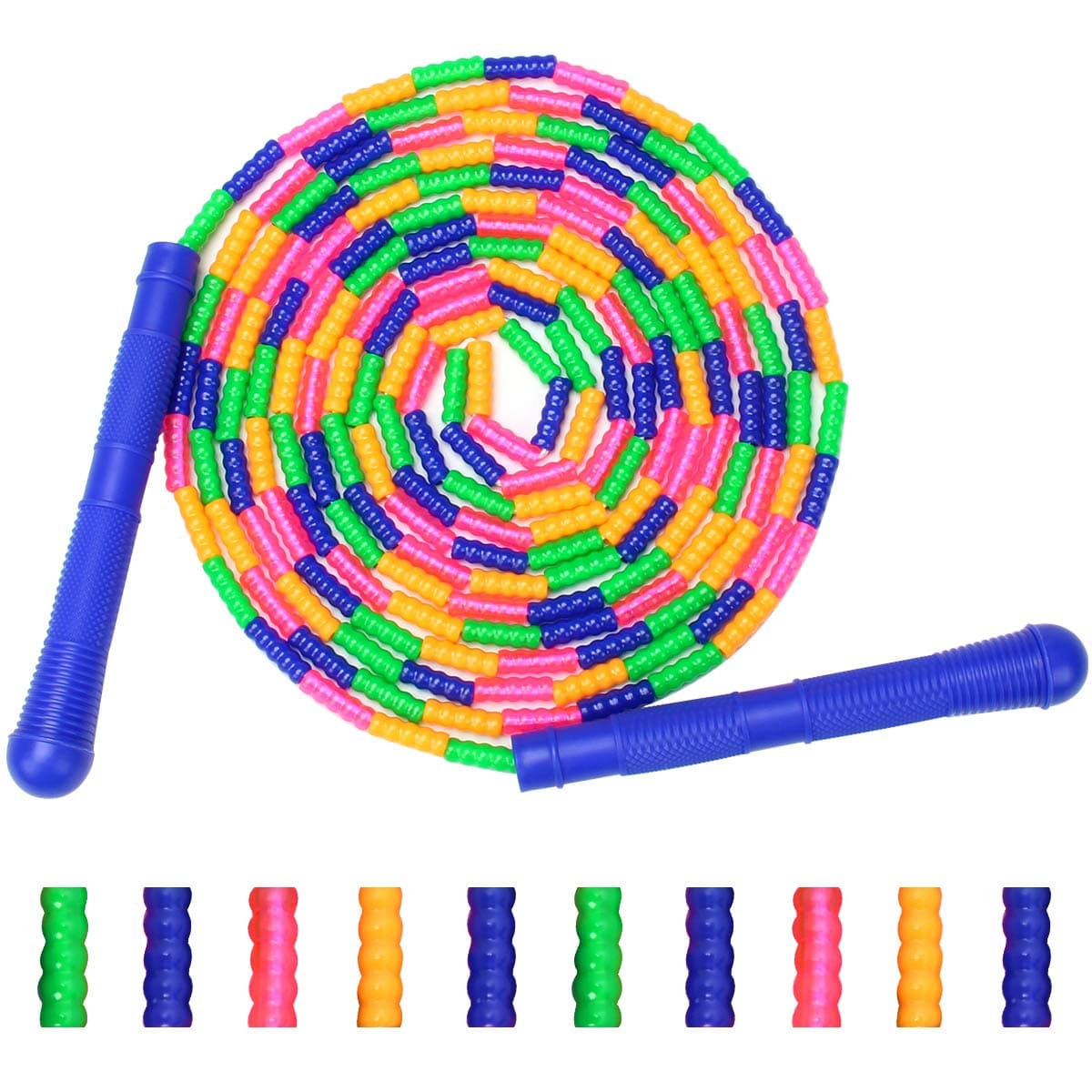 Coolrunner 16 FT Long Jump Rope(1 PACK), Double Dutch Jump Ropes, Soft Beaded Skipping for Kids Adults, Plastic Segmented Long Enough for 4-5 Jumpers