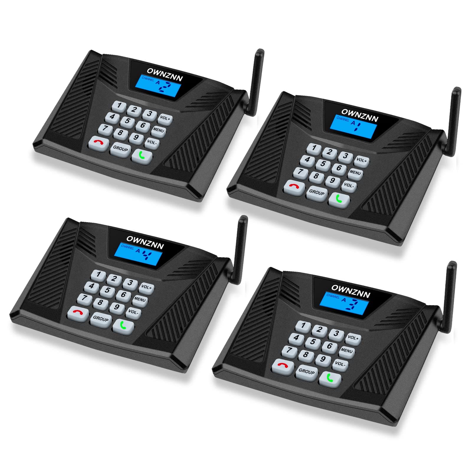 Hands-Free Wireless Intercoms for Home, Upgrade Two Way Intercom System, 5300 Feet Range, Full Duplex Room to Room, Clear Sound (4 Packs, Black)