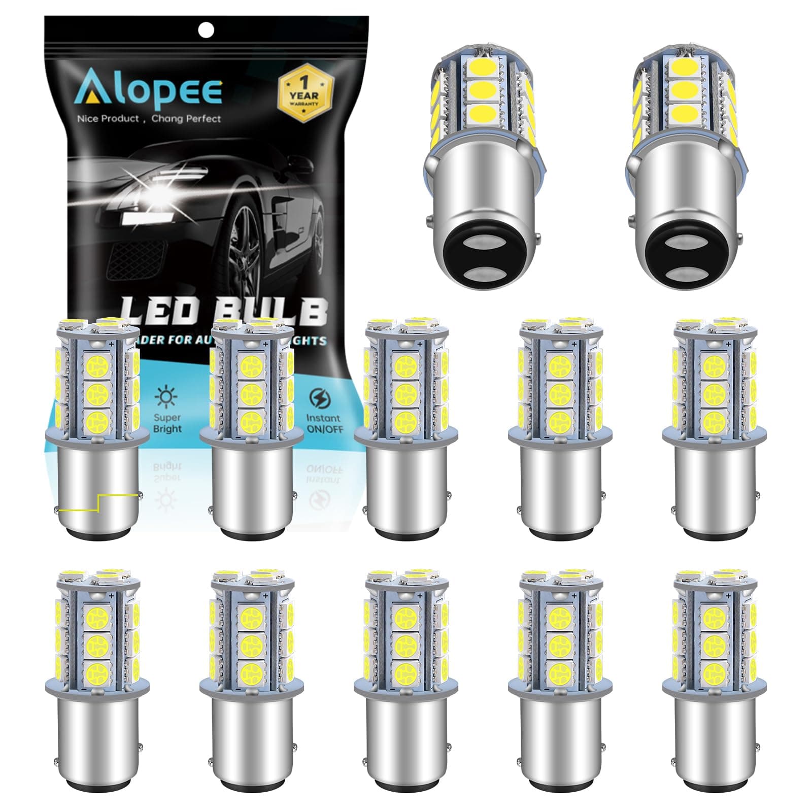 Alopee 12-Pack 1157 Led Bulb White Reverse Light Bulb 2357 Brake Light Bulb R...