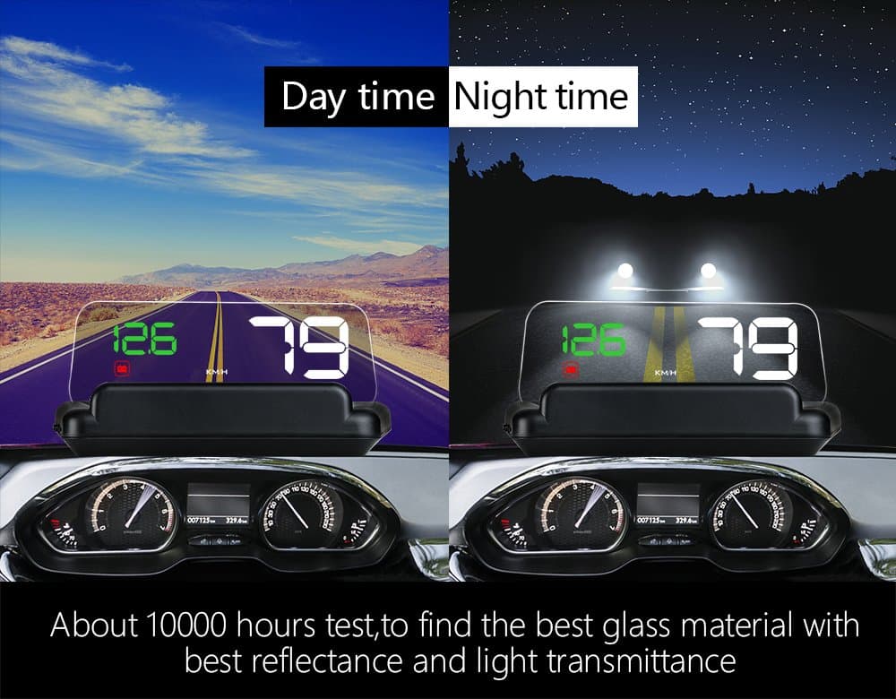 Head UP Display OBD2 Head High Visualization HUD Digital Light Sensor Performance Competitive Direction Driving Mileage Altitude Time Travel Speed Alarm (C500)