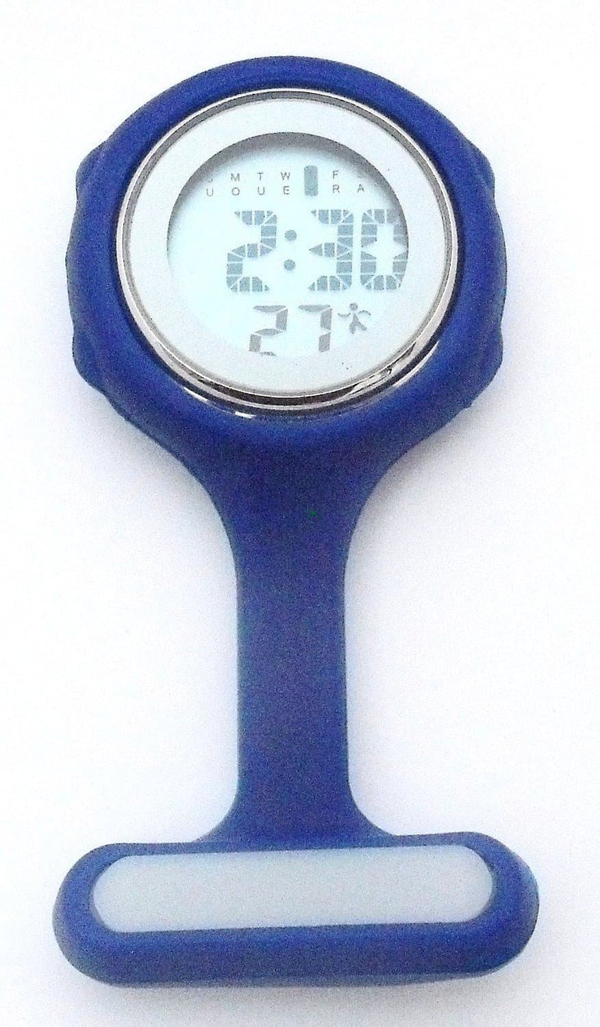 QBD Dark Blue Unisex Digital Multi Function Silicone Nurses/Brooch/Tunic/Fob/Pocket/Carabiner Watch