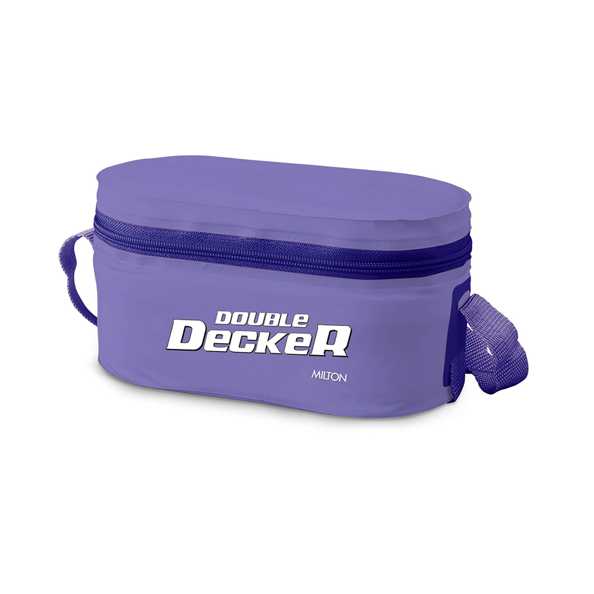 Double Decker Plastic Lunch Box with Insulated Jacket, 3 Containers (450 ml, 280 ml, 280 ml), Microwavable & Leak-Proof Tiffin for Office, School, College, Purple