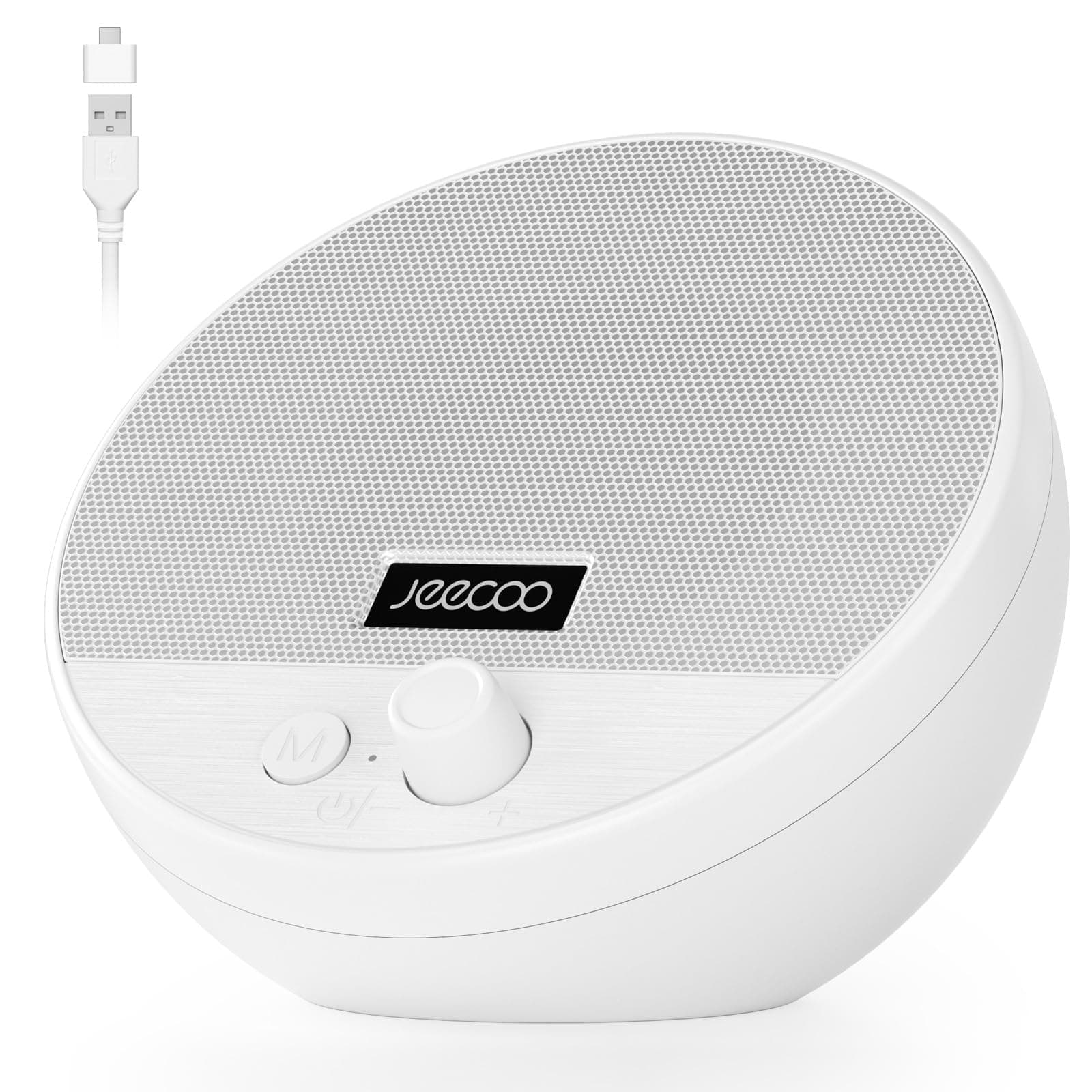 Jeecoo A10 USB Plug-N-Play Laptop Speakers Bluetooth Computer Speakers with Small & Portable, Easy-Access Volume Knob, Small Speaker for PC Desktop Monitor Mobile Devices(Single), White