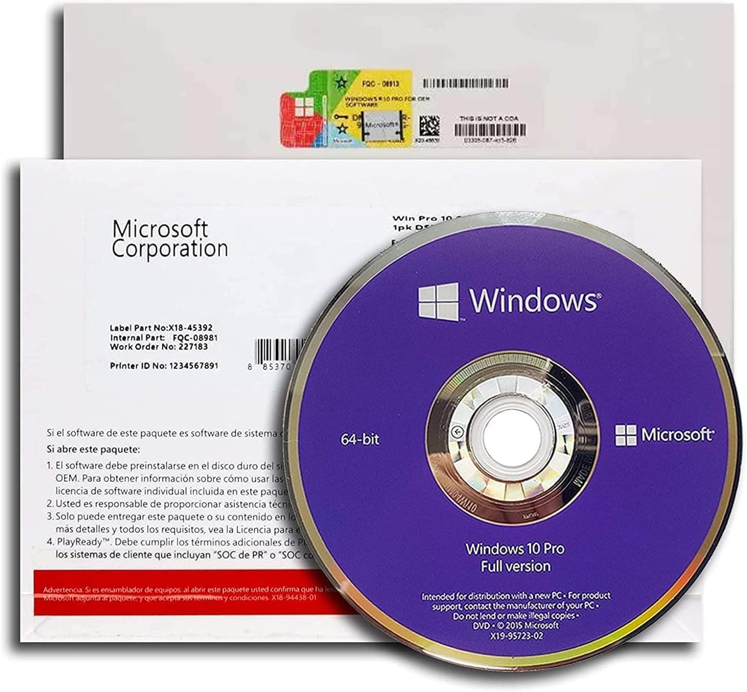 Microsoft Windows 10 PRO 64Bit builder OEM