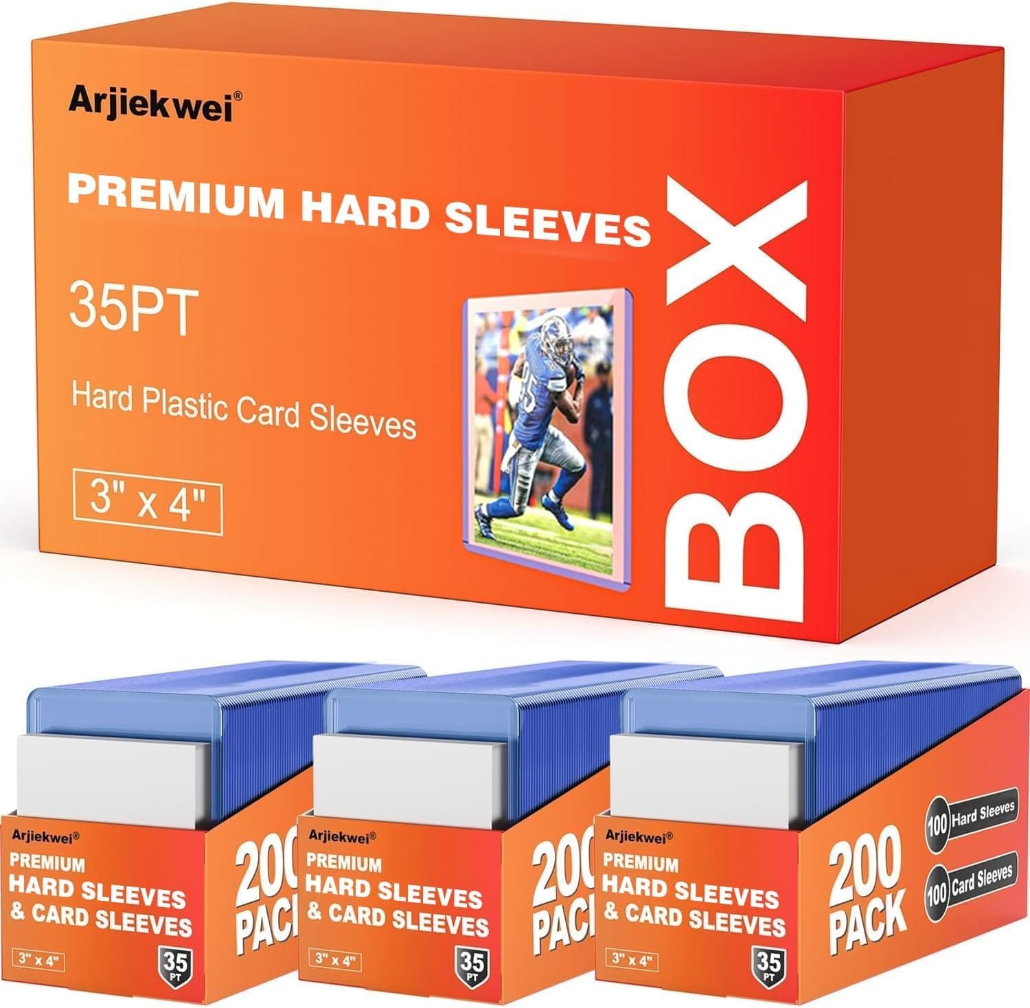 Arjiekwei 3"X4" Card Sleeves Top Loaders for Cards, Baseball Card Protectors Hard Plastic, Premium Toploaders for Collectible Trading Cards (100 Toploaders)