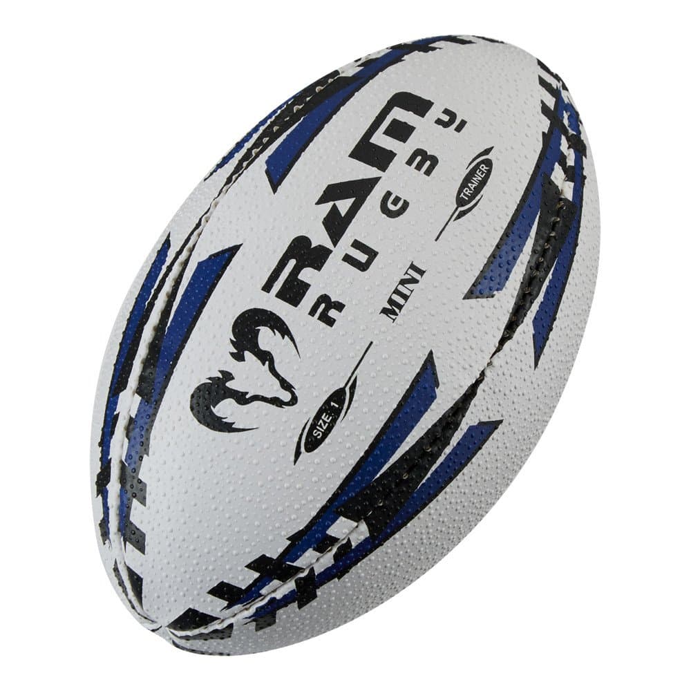 Ram Rugby Mini Rugby Ball - Air Filled (Blue) or Softee (Red) - Size 1 (15cm) Fun Rugby Ball – Great Gift for Birthday or Christmas – Perfect for Kids & Minis Rugby – Corporate Gift or Stocking Filler