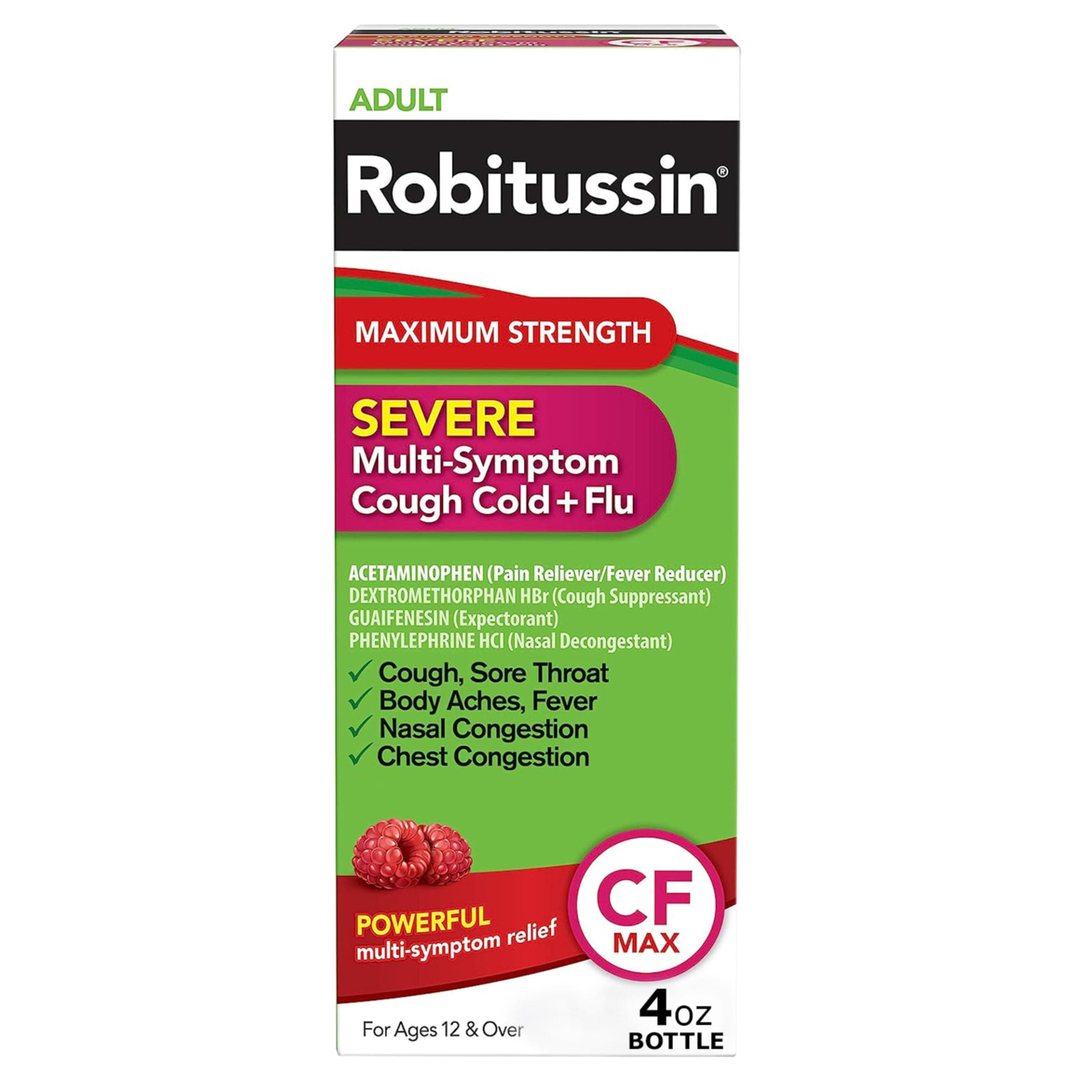 CF Max, Severe Multi-Symptom Relief from Cough, Cold, and Flu - Adult Formula, 4 Fl oz
