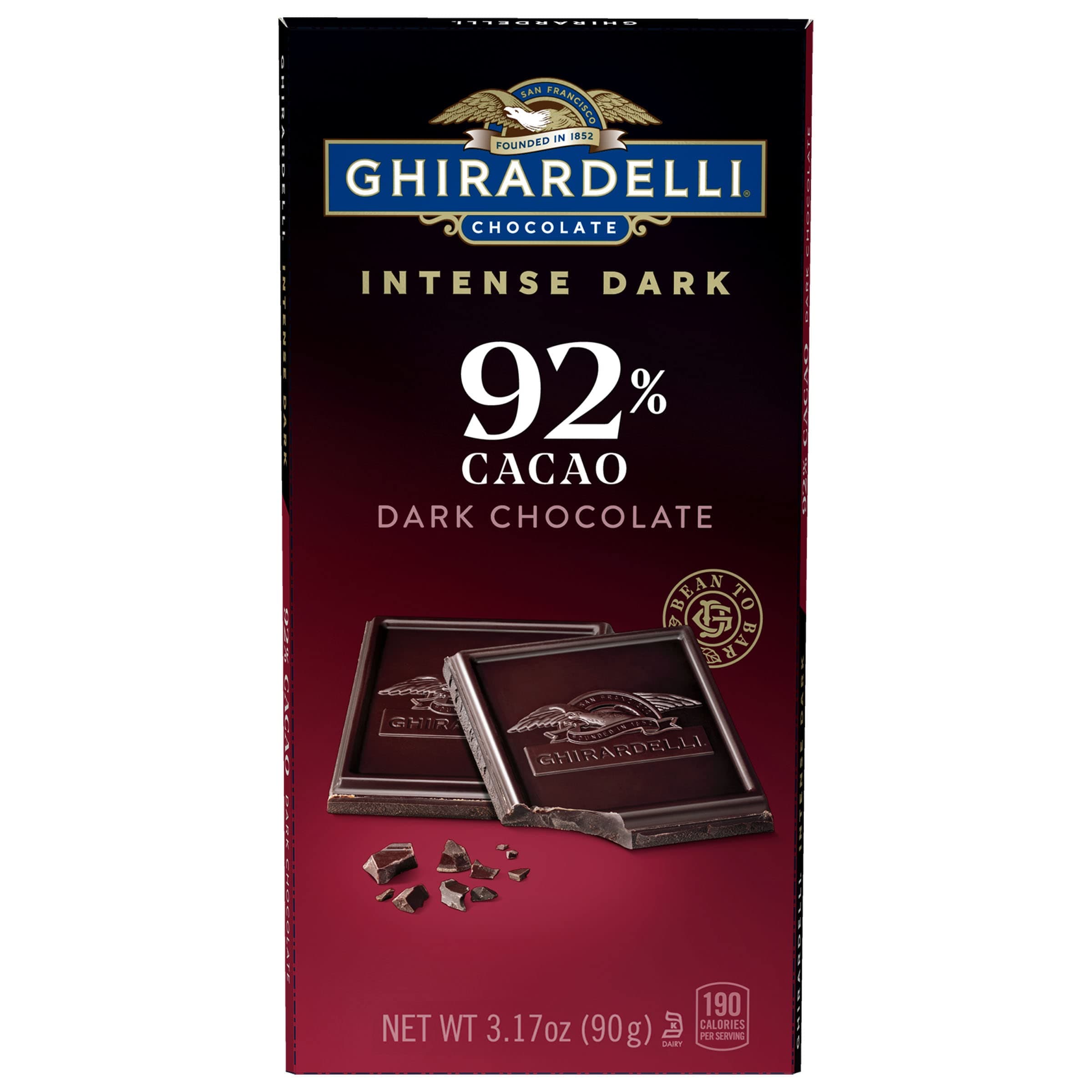 Ghirardelli 92% Intense Dark Chocolate Bar, 90g