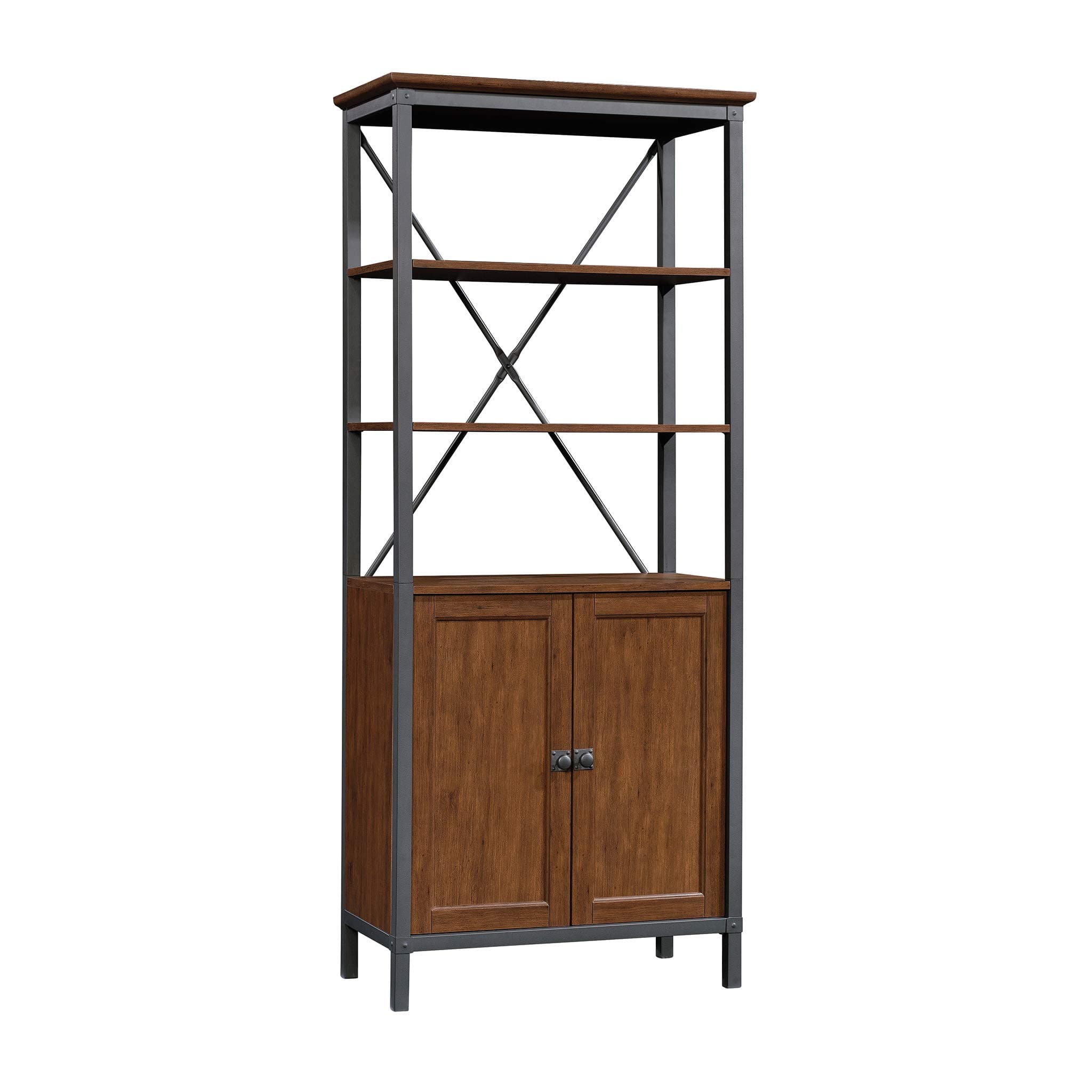 Sauder Carson Forge Bookcase with Doors, Milled Cherry Finish