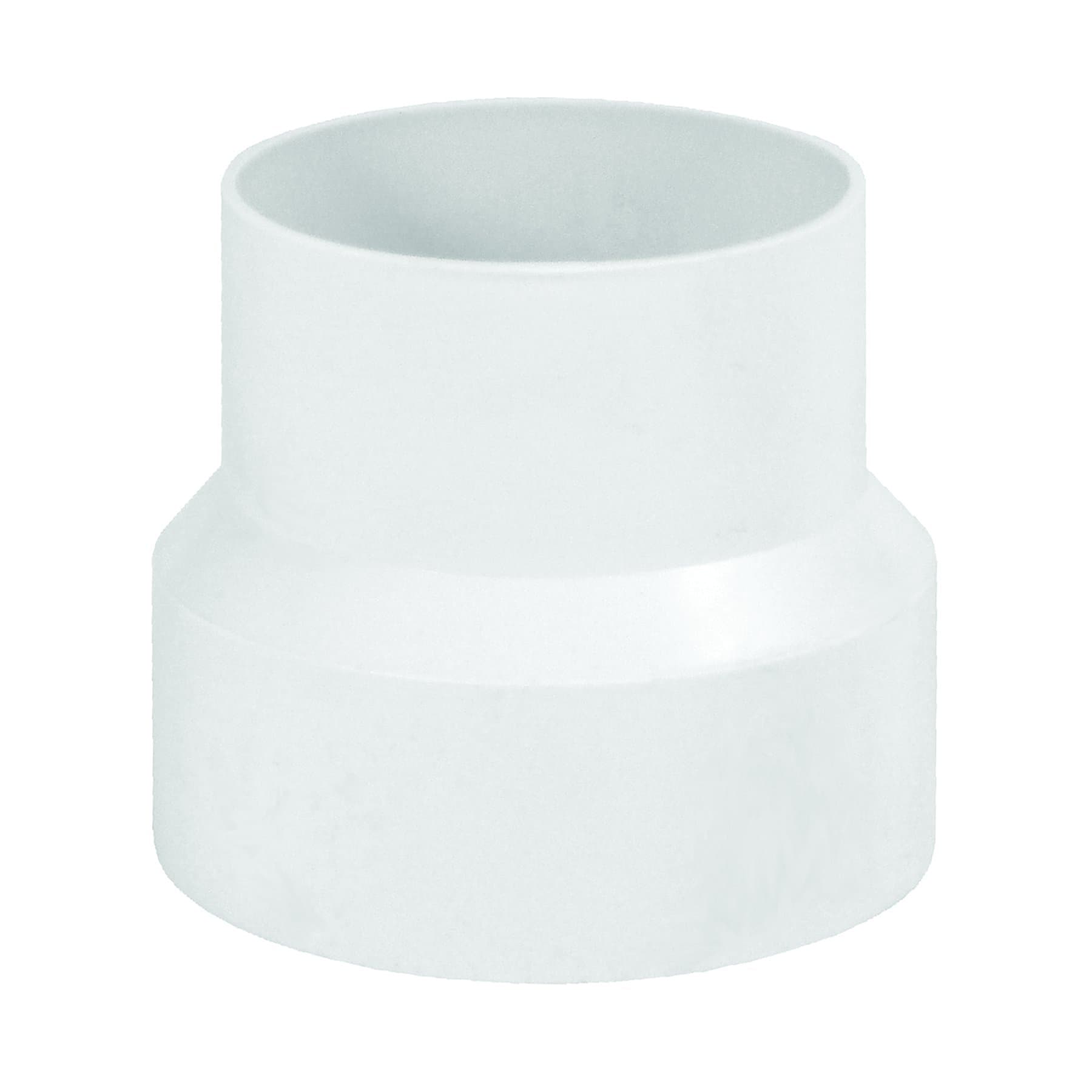 Deflecto Duct Increaser and Reducer, Plastic Inline Adapter, White, 4” to 3” (IRB43)