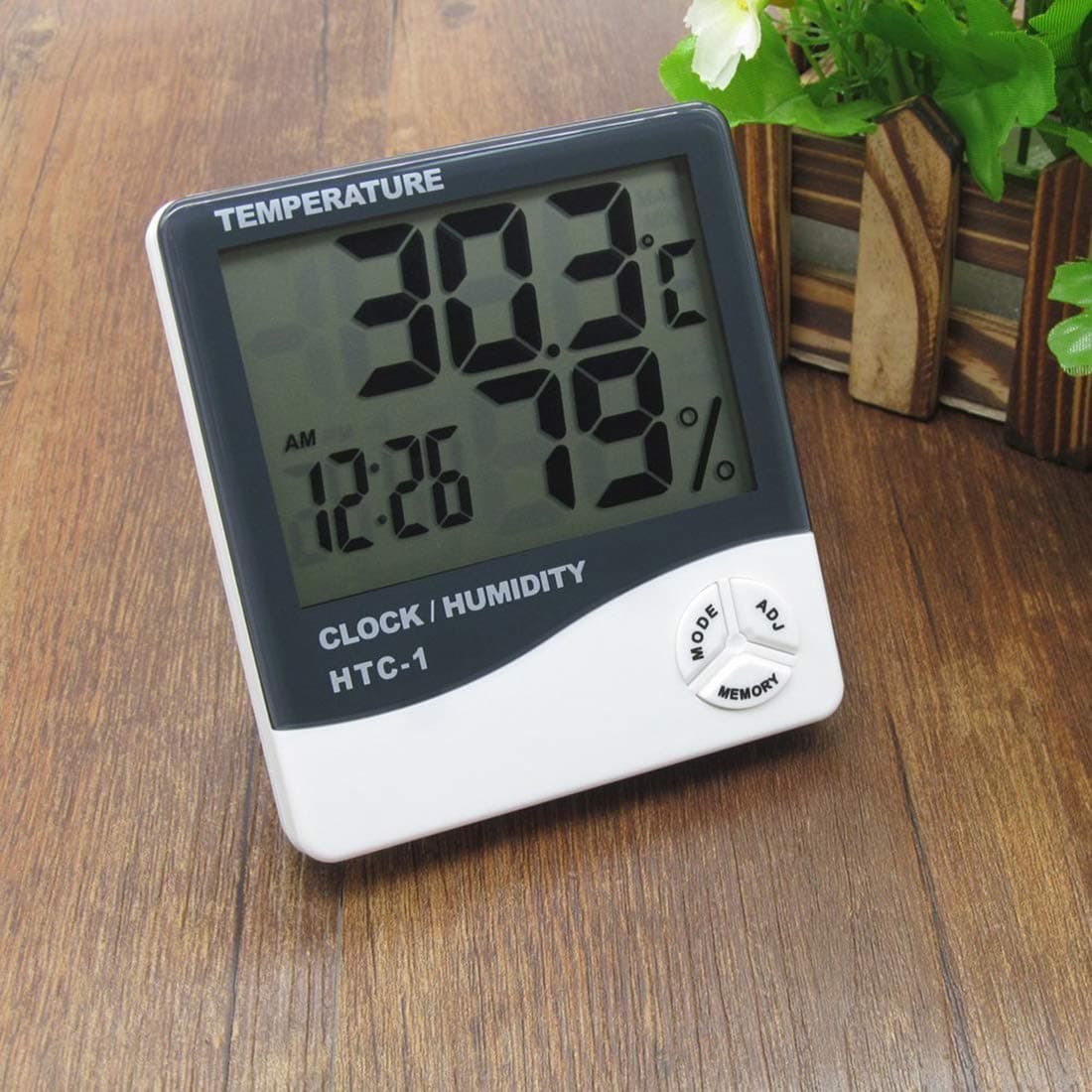 INSIDE COLLECTION™ HTC Alarm Clock Temperature Humidity Time Display Meter with Alarm Clock