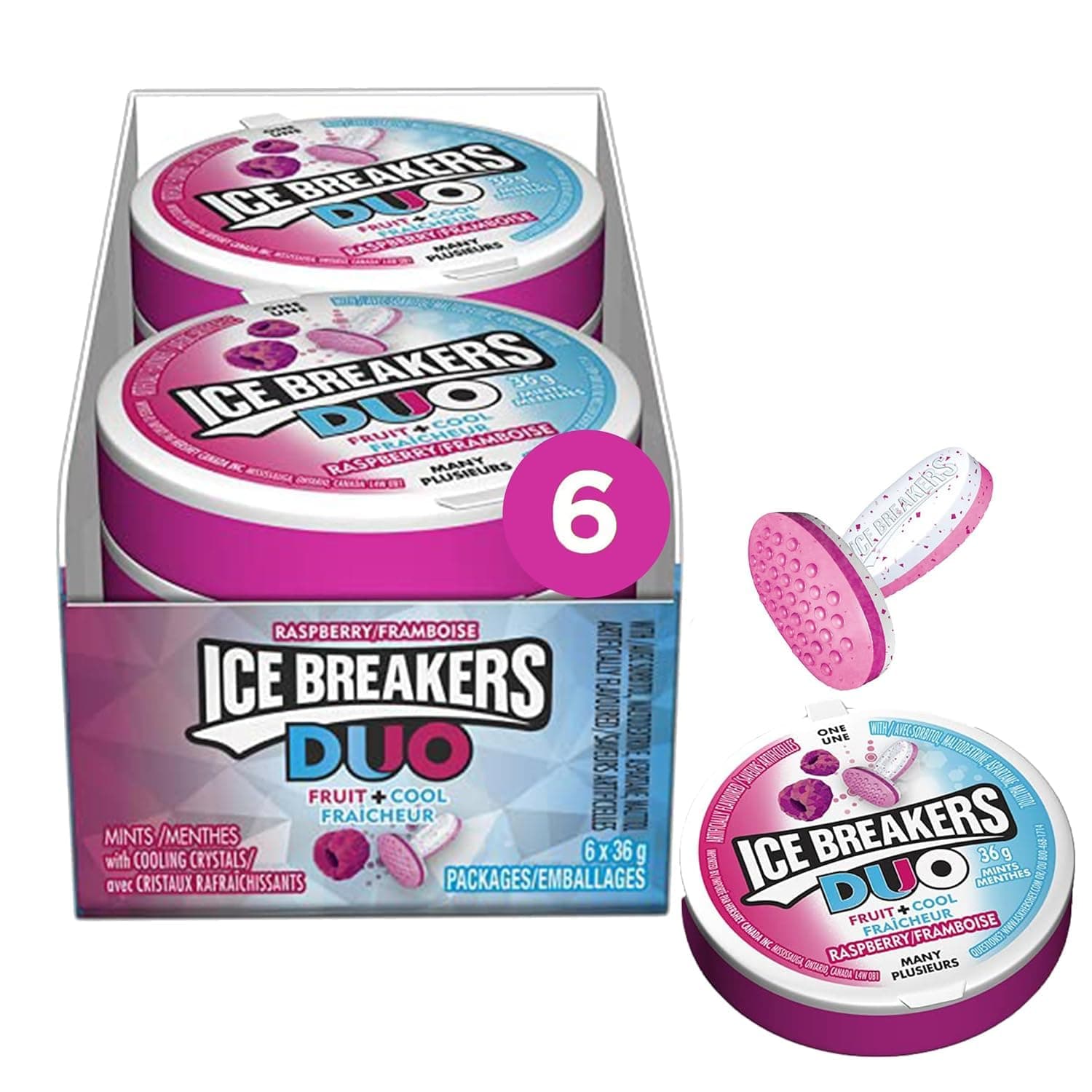 Ice Breakers Duo Fruit + Cool Mints - Raspberry, 36g